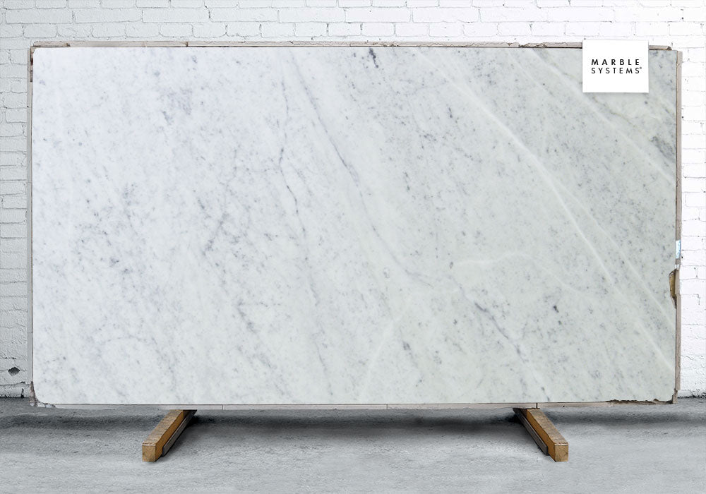 White Carrara C Ext Honed Filled Marble Slab Random 1 1/4 Image