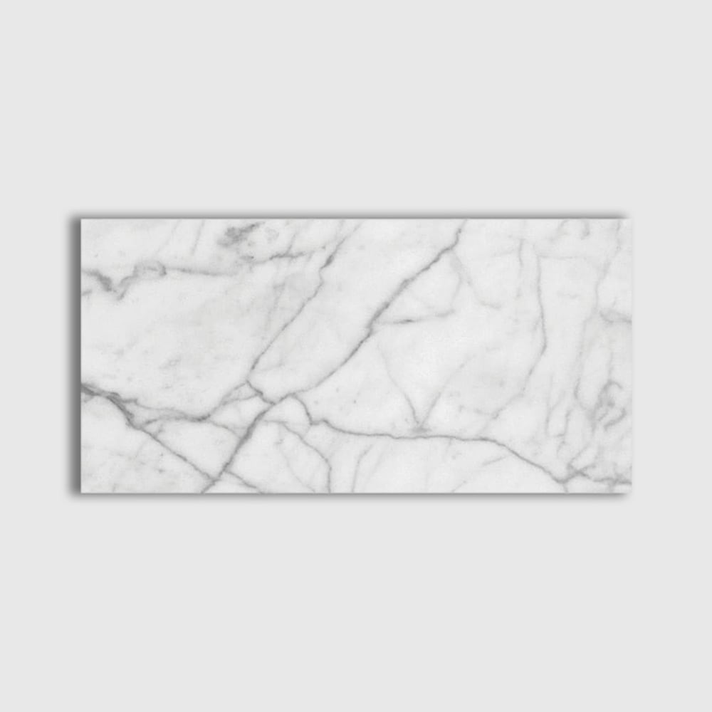White Carrara Polished Marble Tile 6×12 Image
