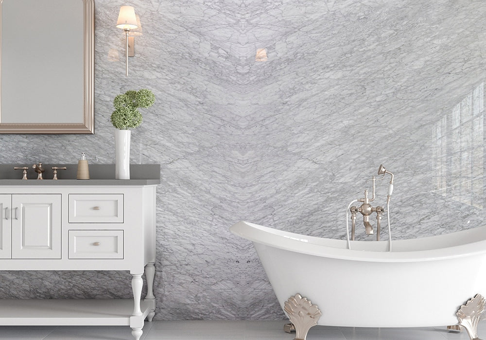 White Carrara Polished Marble Slab Random 3/4 (SL10460)