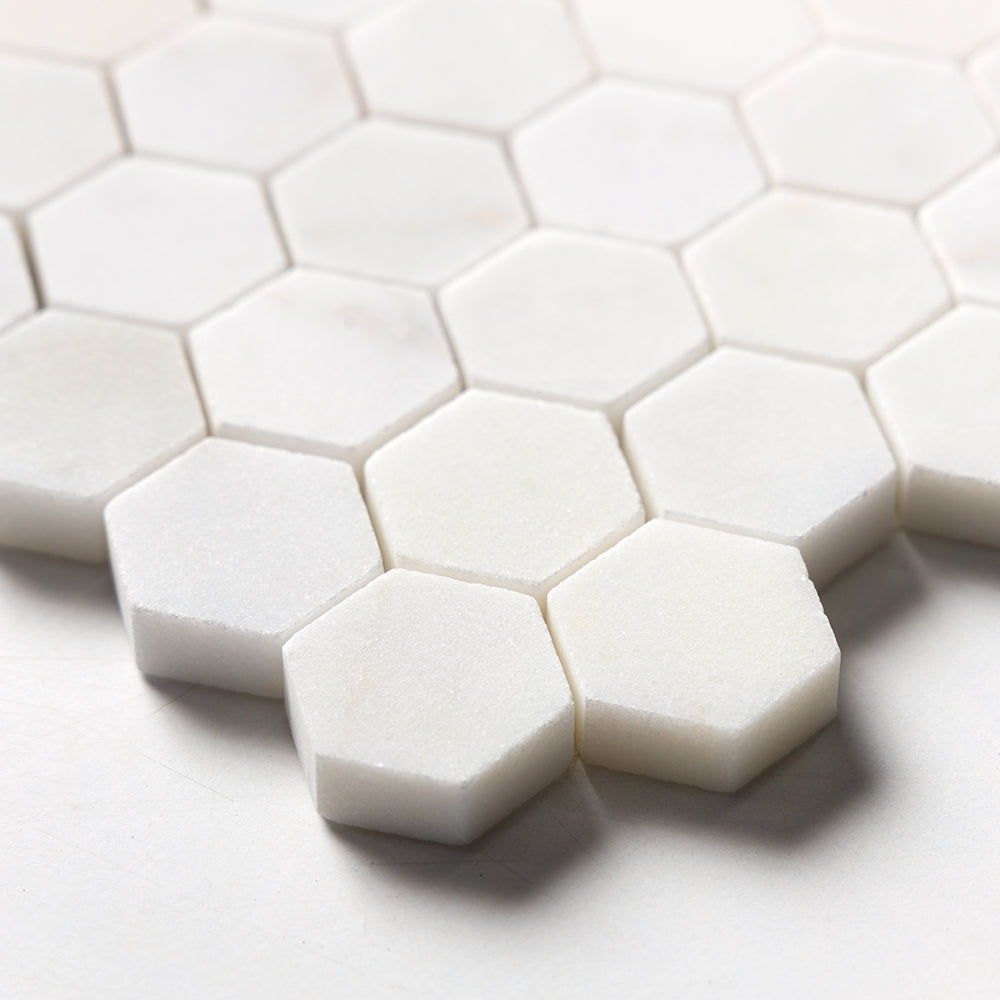 Marble Systems White Pearl Honed White Pearl matte marble tile close-up view — available at Surface Group