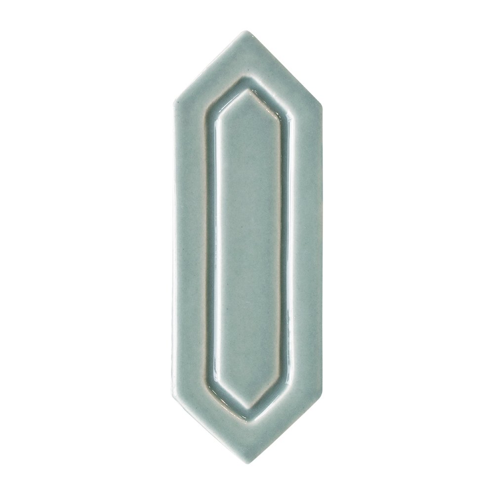 Witty Green Glossy Relief Picket Ceramic Wall Decos 2×6 Image