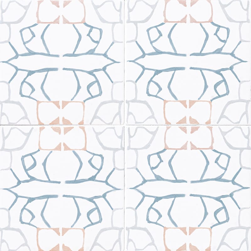 Marble Systems Zanzibar Ceramic Beige, Blue, White matte ceramic tile pattern swatch β available at Surface Group