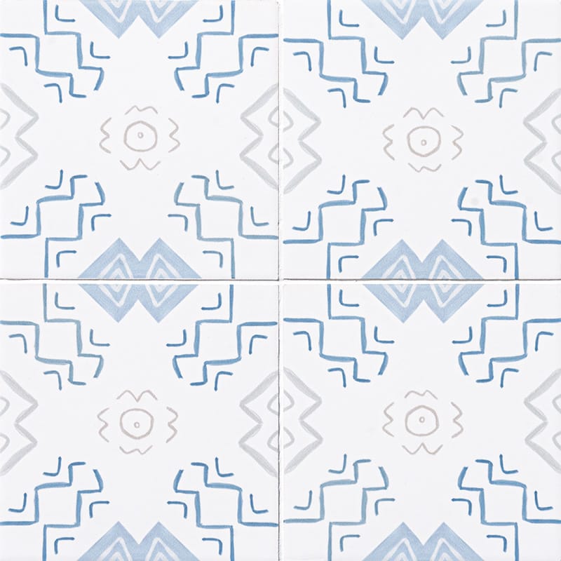 Marble Systems Zanzibar Ceramic Blue, White, Gray matte ceramic tile pattern swatch β available at Surface Group