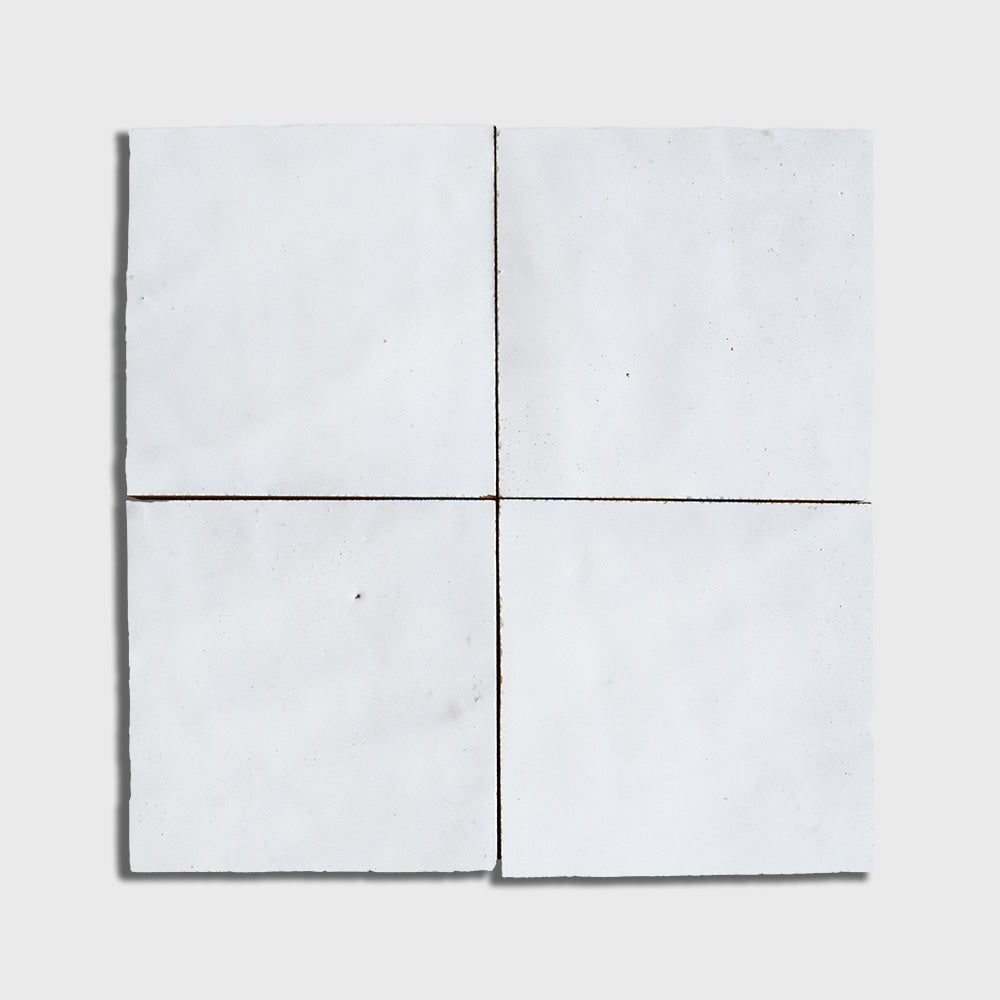 Marble Systems Zellige Handmade Moroccan Tile Blanc Niege glossy zellige tile pattern swatch — available at Surface Group