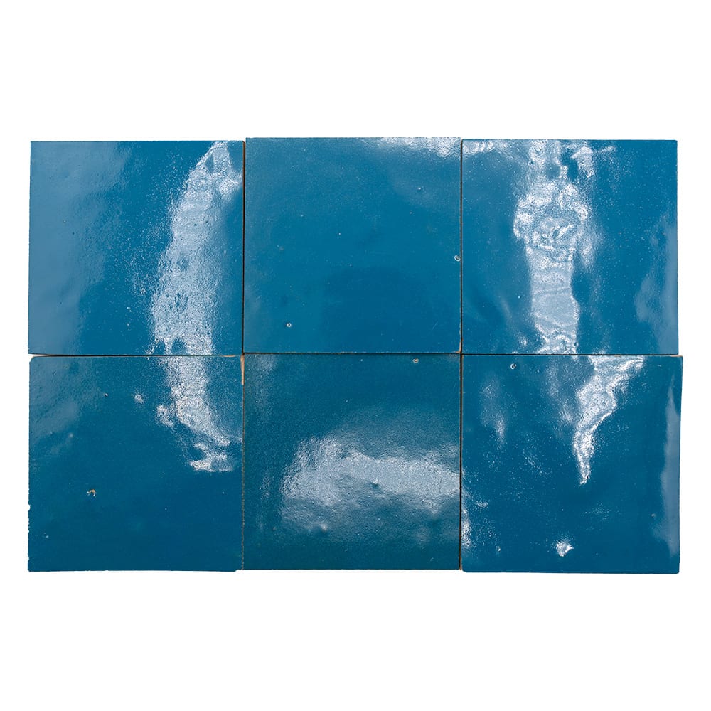 Marble Systems Zellige Handmade Moroccan Tile Blue glossy zellige tile pattern swatch — available at Surface Group