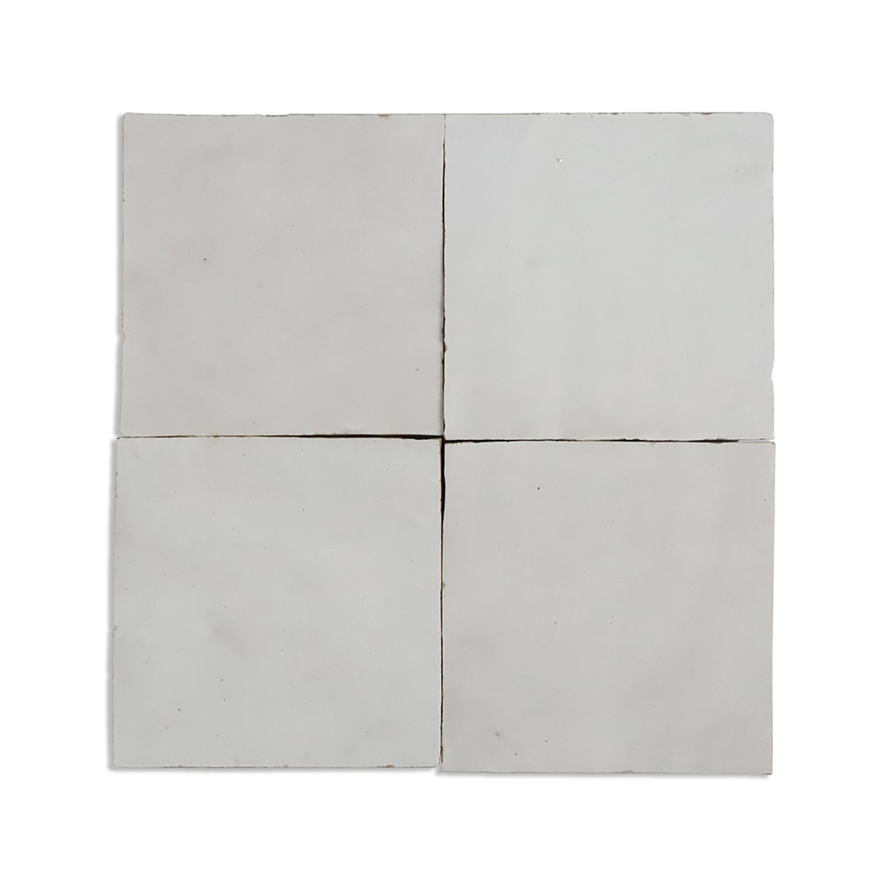 Marble Systems Zellige Handmade Moroccan Tile Extra White glossy zellige tile pattern swatch — available at Surface Group