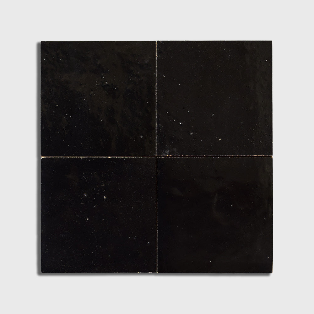 Marble Systems Zellige Handmade Moroccan Tile Noir glossy zellige tile pattern swatch — available at Surface Group