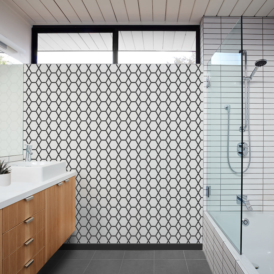 GEOMETRO: Tulle Classic Hexagonal Recycled Glass Mosaic (11 7/16"x11 13/16"x3/8" | Matte)