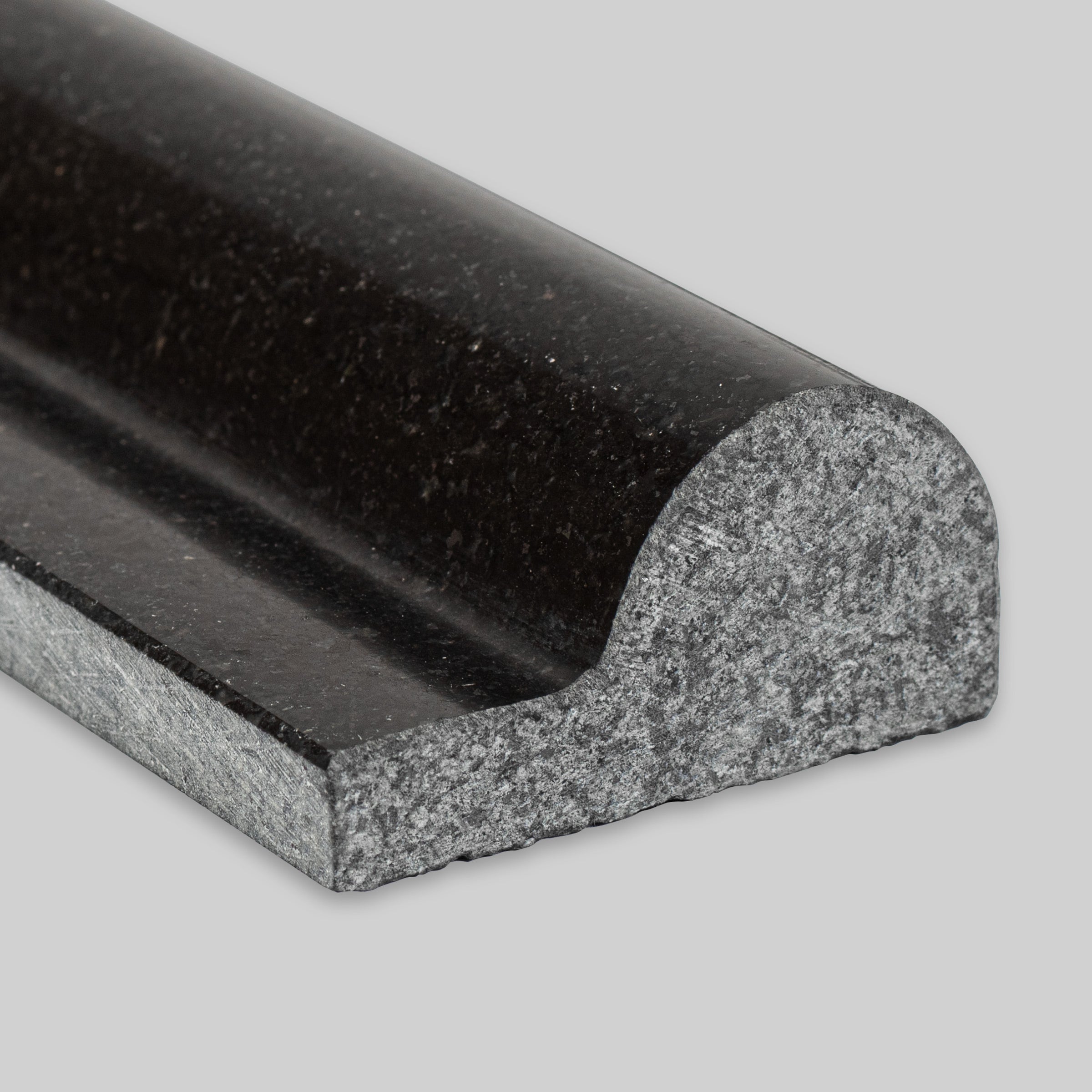 ABSOLUTE BLACK: Granite F1 Chairrail Tile Accessory (2"x12"x1" | Polished)