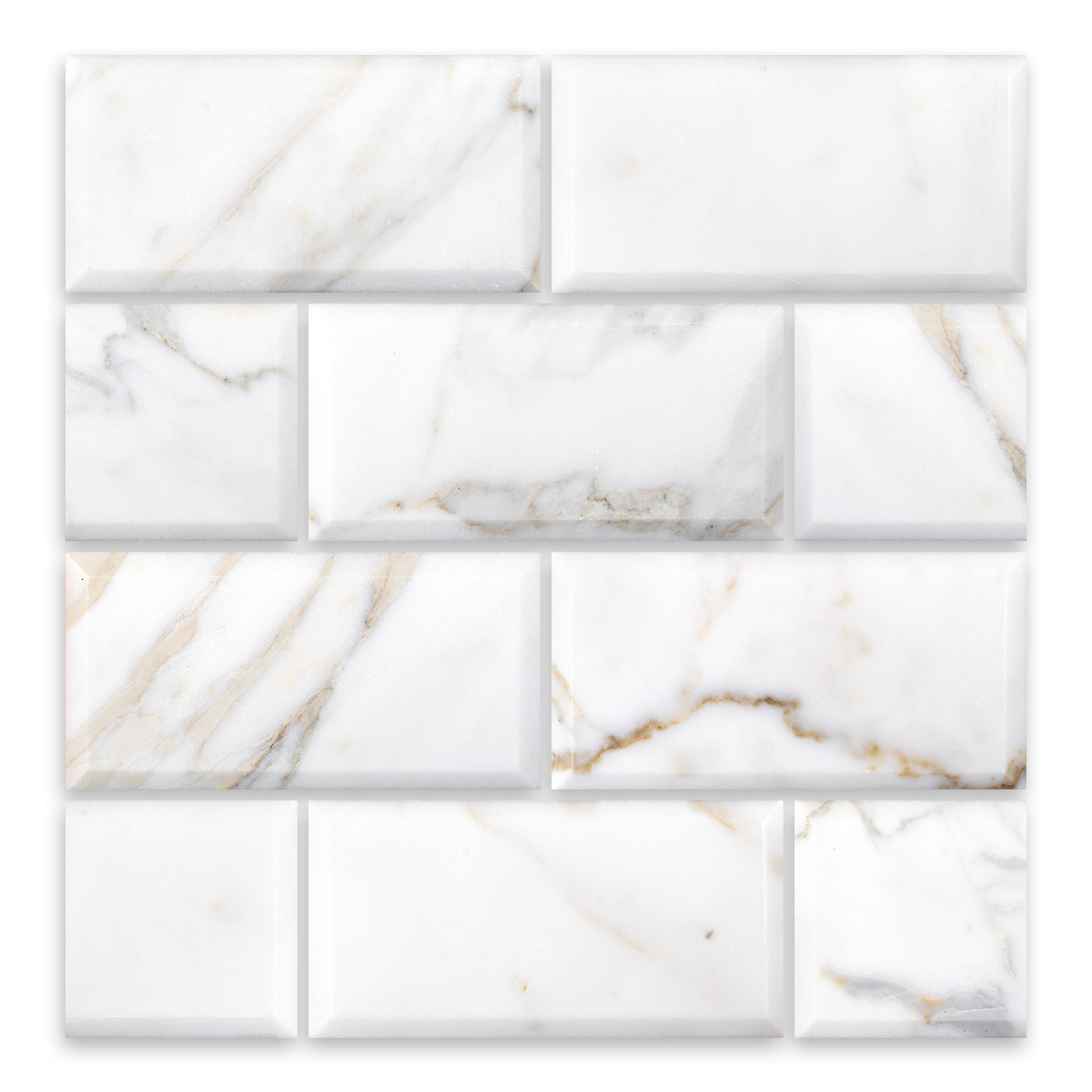 CALACATTA GOLD: Marble Beveled Rectangle Field Tile (3"x6"x3/8" | Honed)
