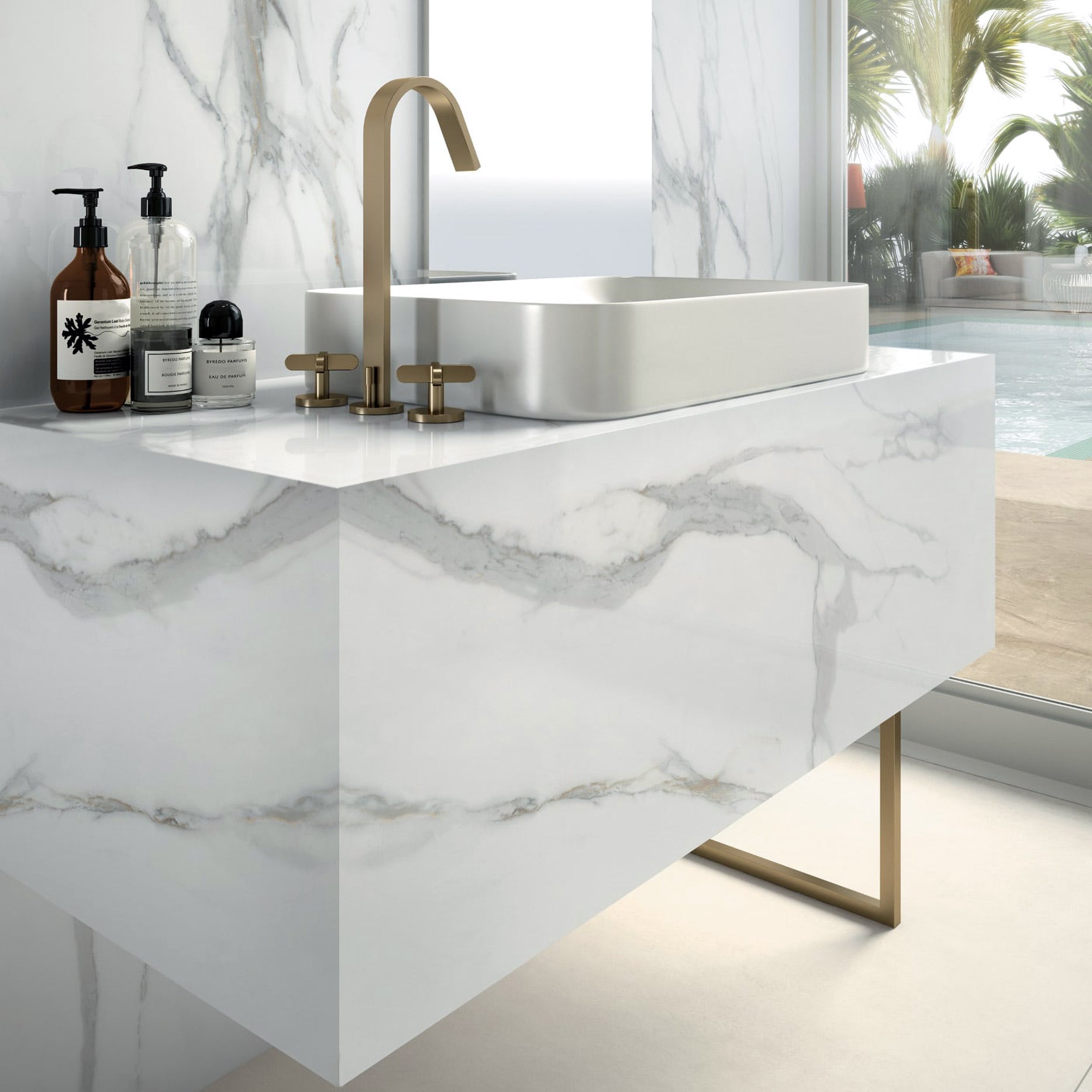 CALACATTA GOLD: Marble Square Field Tile (18"x18"x3/8" | Honed)