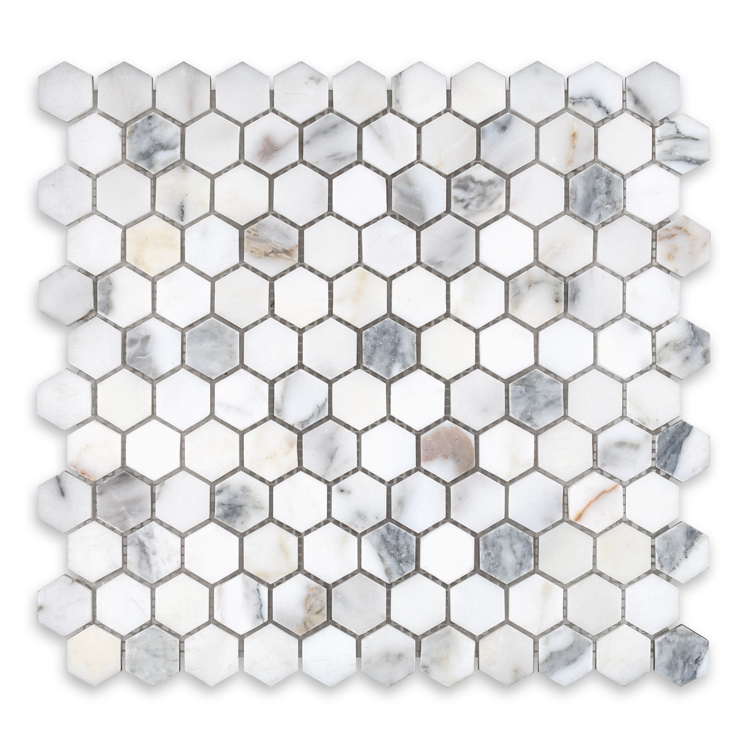 CALACATTA GOLD: Marble 1" Hexagonal Mosaic (11 1/4"x11 1/2"x3/8" | Polished)