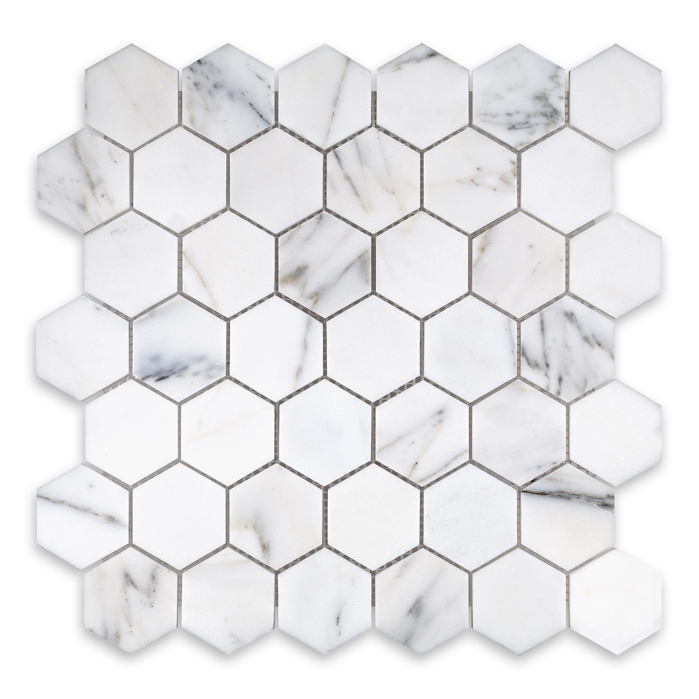 CALACATTA GOLD: Marble 2" Hexagonal Mosaic (11 3/4"x12"x3/8" | Honed)