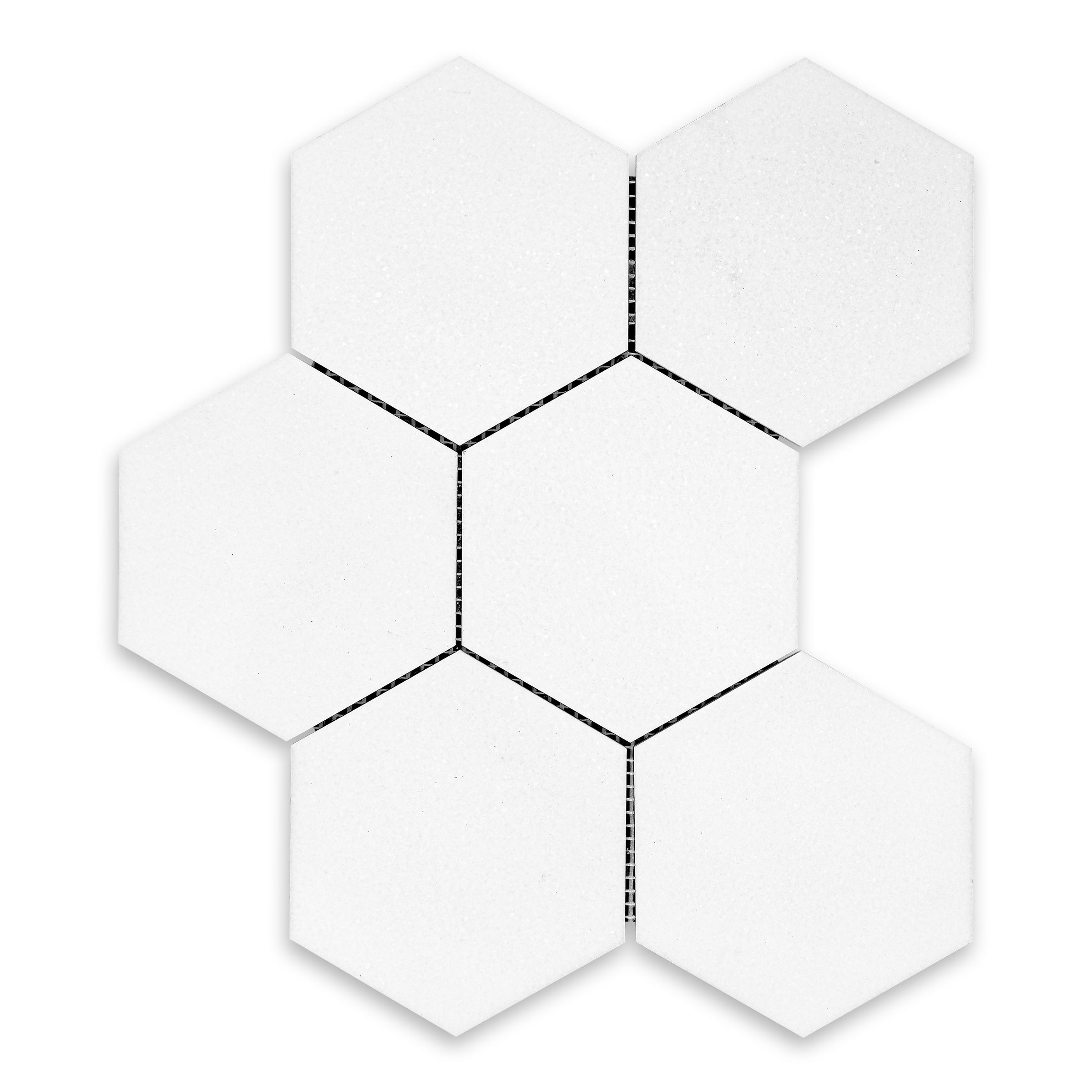 THASSOS WHITE: Marble 5" Hexagonal Mosaic (10 1/8"x13 1/4"x3/8" | Honed)