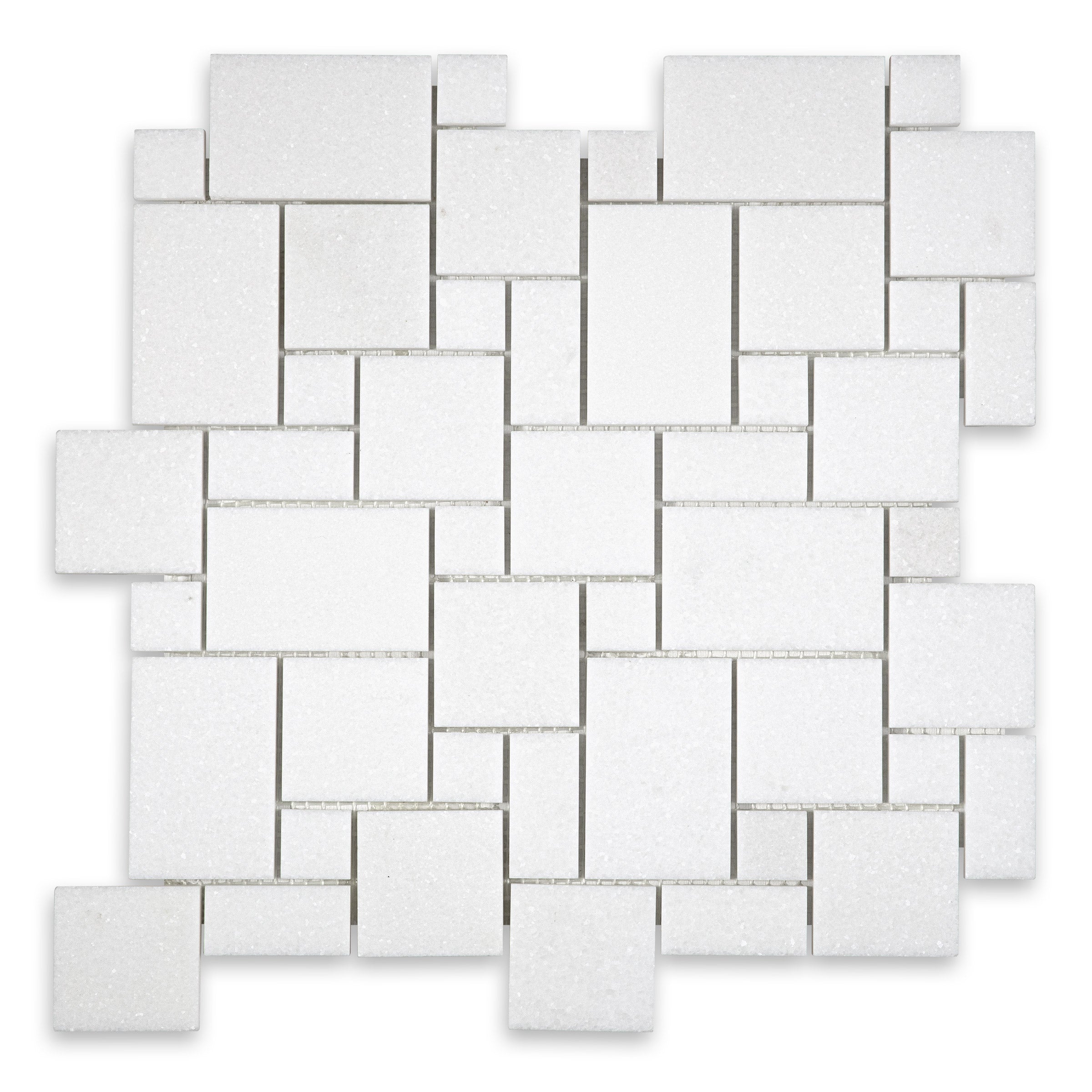 THASSOS WHITE: Marble Mini Versailles Mosaic (11 3/4"x11 3/4"x3/8" | Honed)