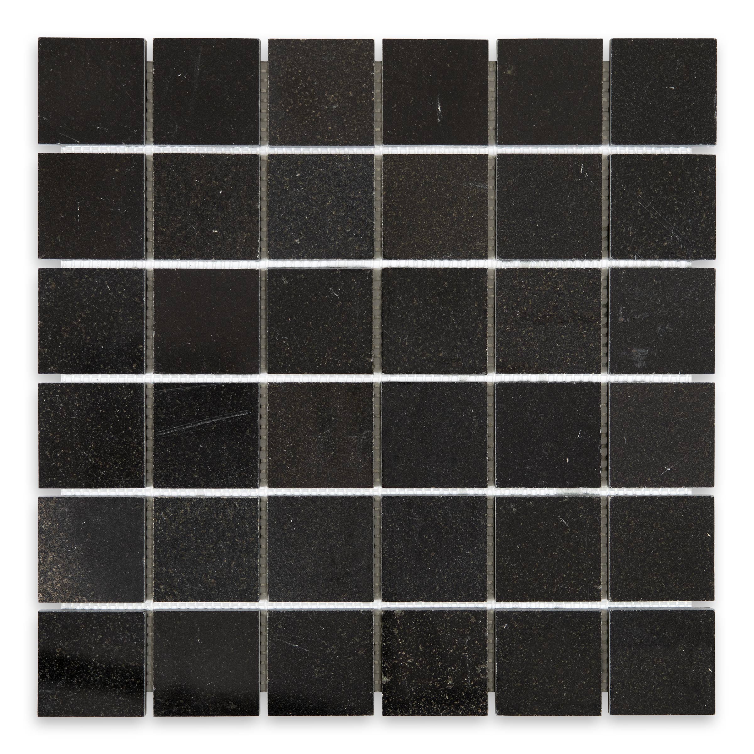 ABSOLUTE BLACK: 2" Straight Stack Mosaic (12"×12"×3/8" | polished)