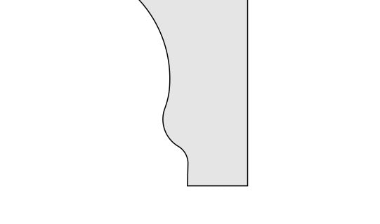 WHITE CARRARA: Grand Chair Rail Trim (2"×12"×1" | polished) — profile drawing showing the trim shape and dimensions.