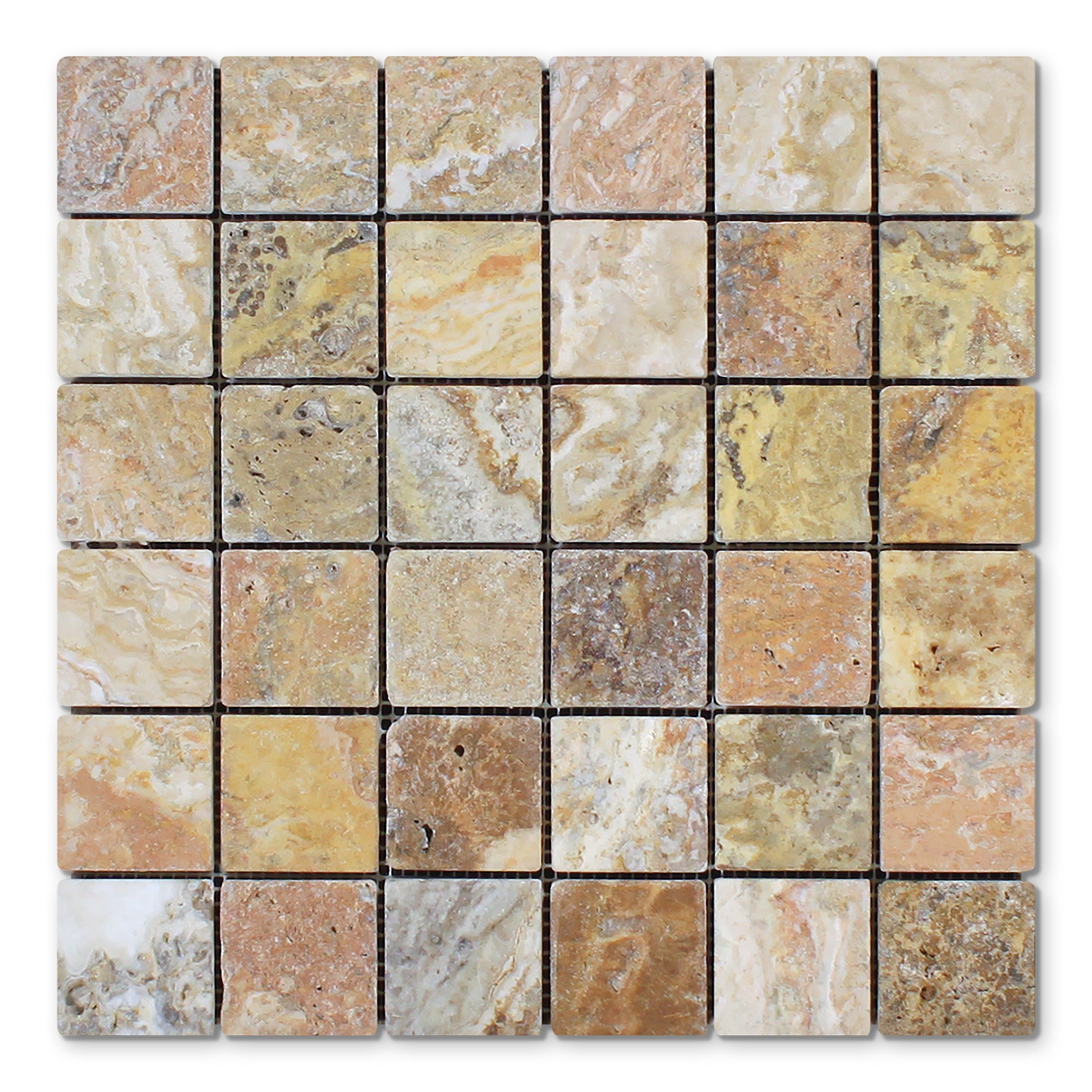 AUTUMN LEAVES: 2" Straight Stack Mosaic (12"×12"×3/8" | tumbled)
