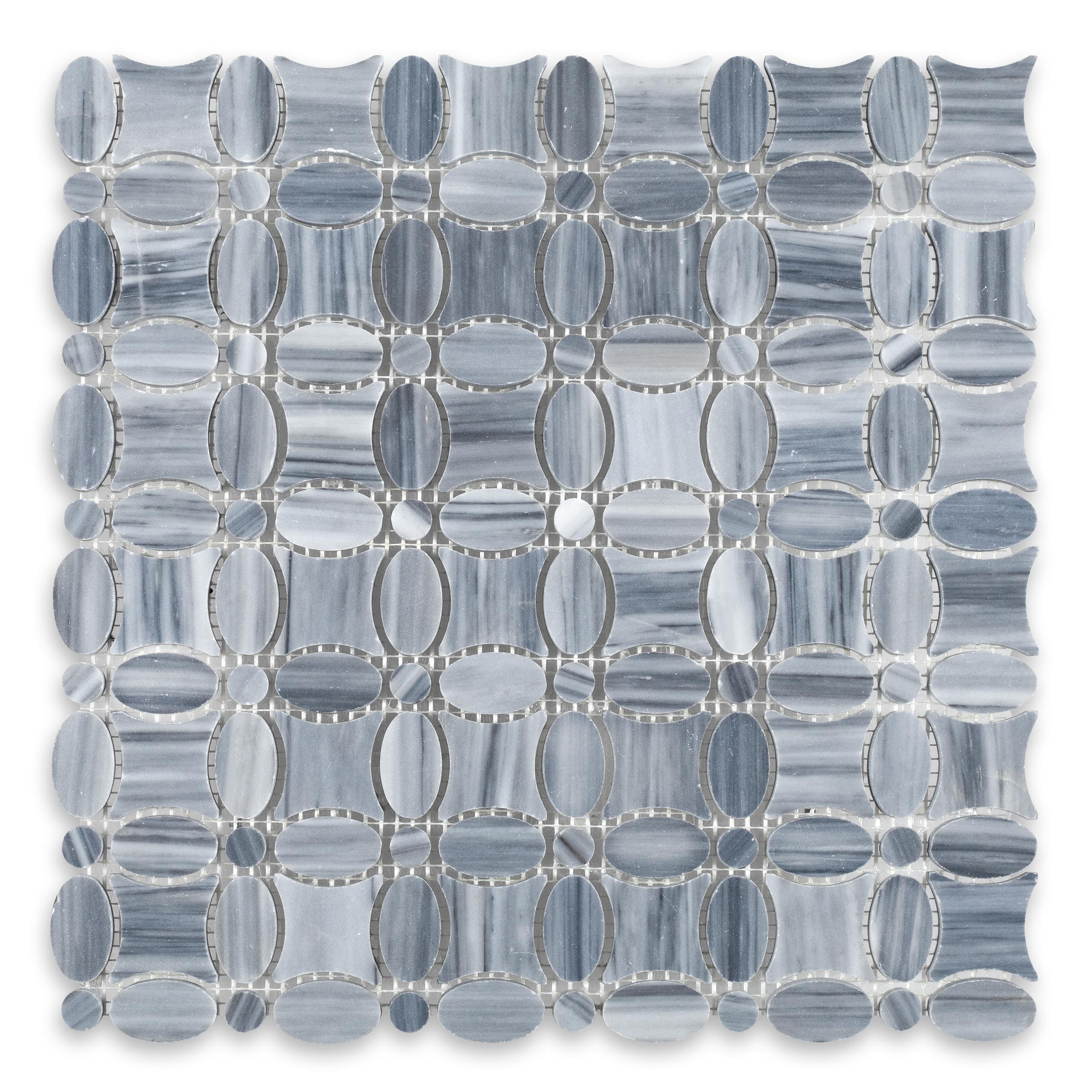 BARDIGLIO VEINCUT: Black Dot Flower Mosaic (11 5/8"×11 5/8"×3/8" | polished)