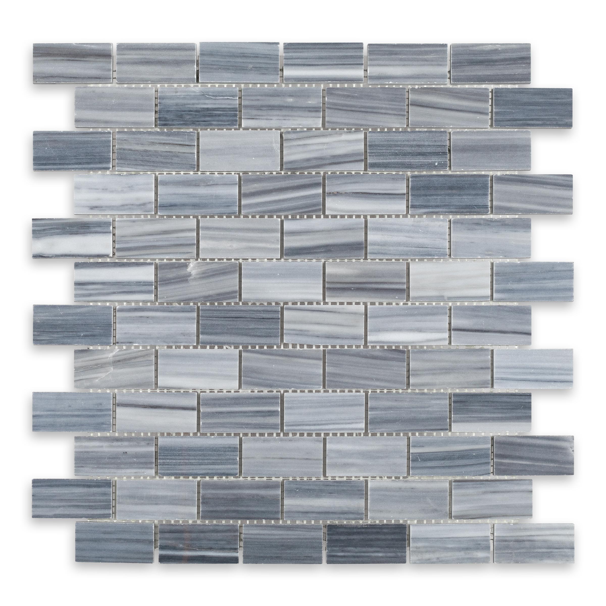 BARDIGLIO VEINCUT: 1" x 2" Brick Offset Mosaic (12 1/4"×12 3/4"×3/8" | polished)