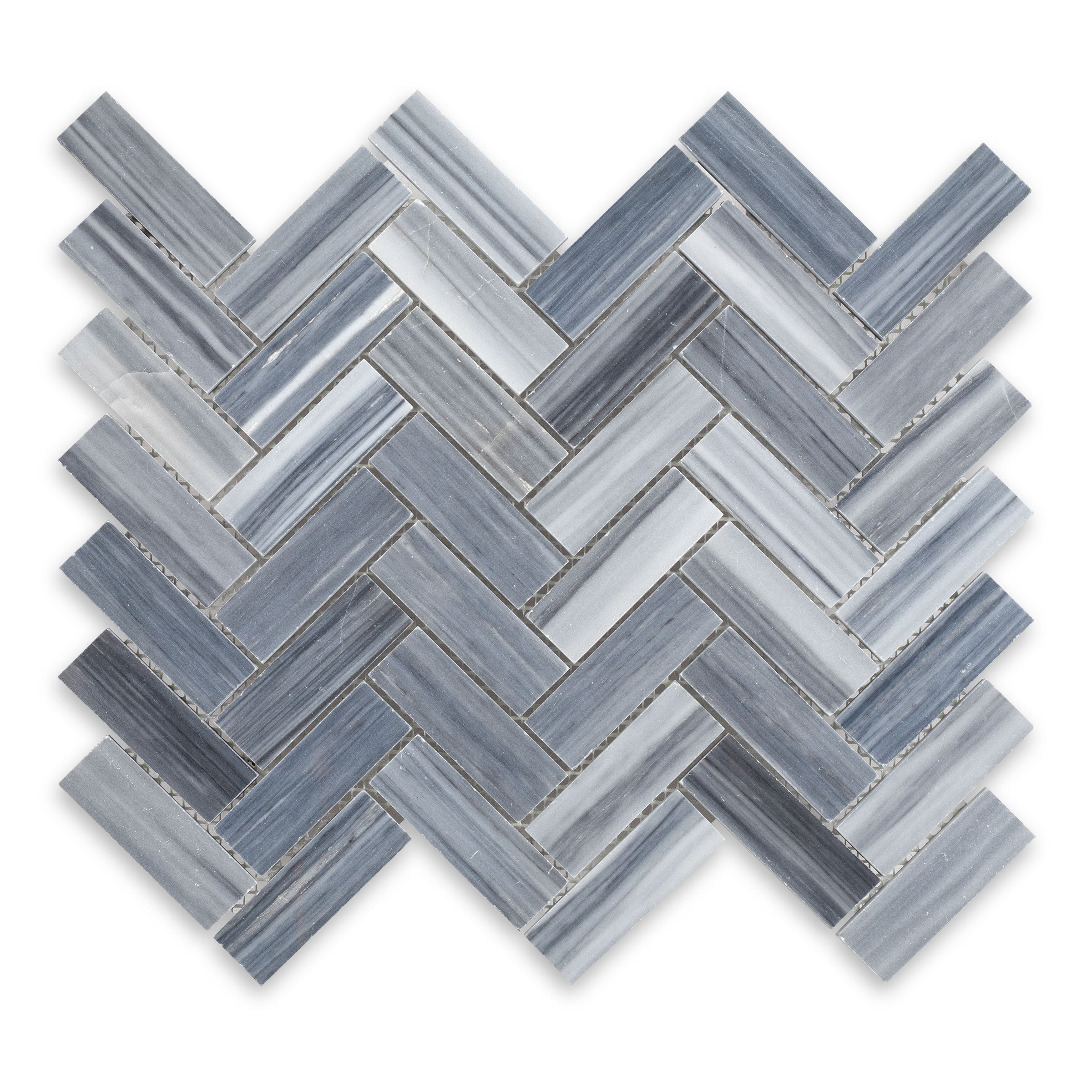 BARDIGLIO VEINCUT: 1" x 3" Herringbone Mosaic (10 1/2"×12 3/4"×3/8" | polished)