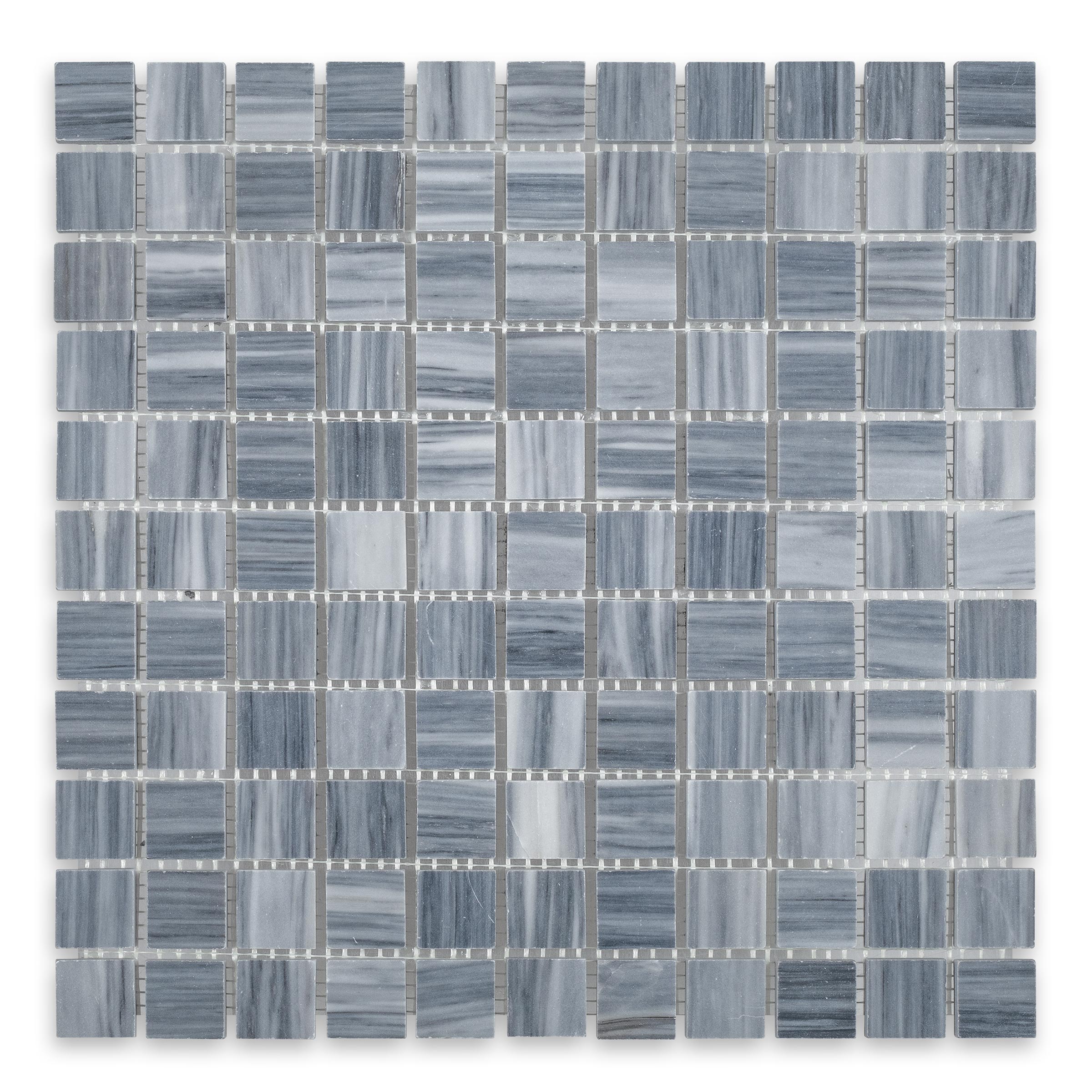 BARDIGLIO VEINCUT: 1" Straight Stack Mosaic (12"×12"×3/8" | polished)
