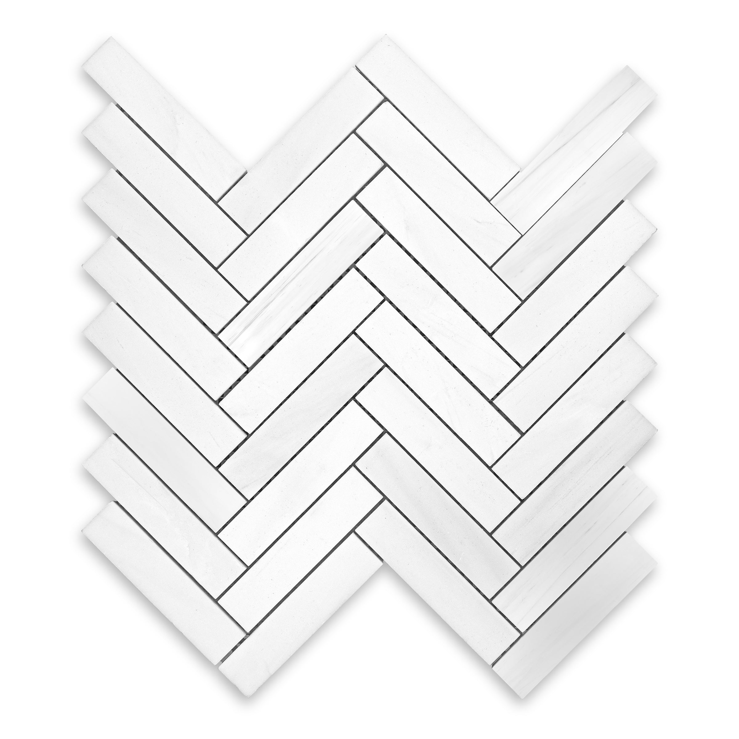 BIANCO DOLOMITE: 1" x 4" Herringbone Mosaic (11"×11 3/8"×3/8" | honed)