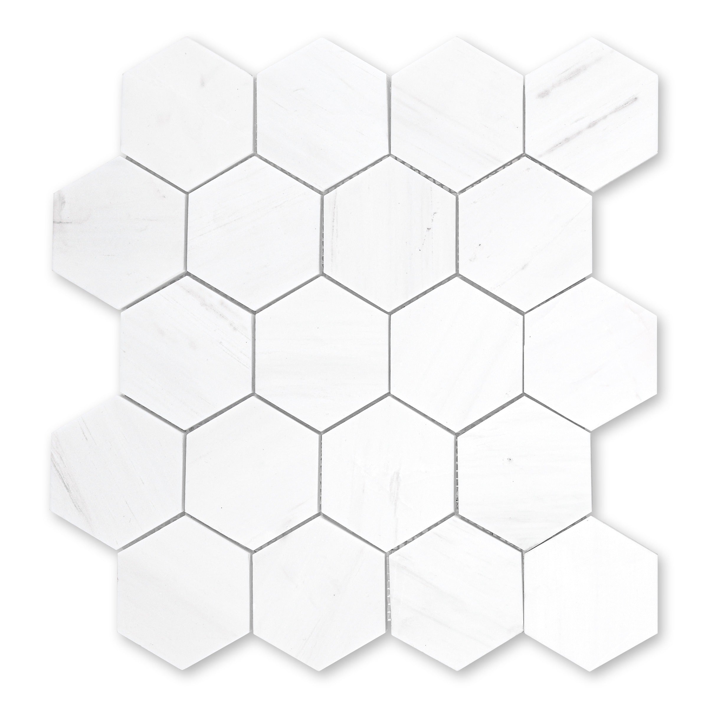 BIANCO DOLOMITE: Hexagonal Mosaic (12"×13"×3/8" | honed)