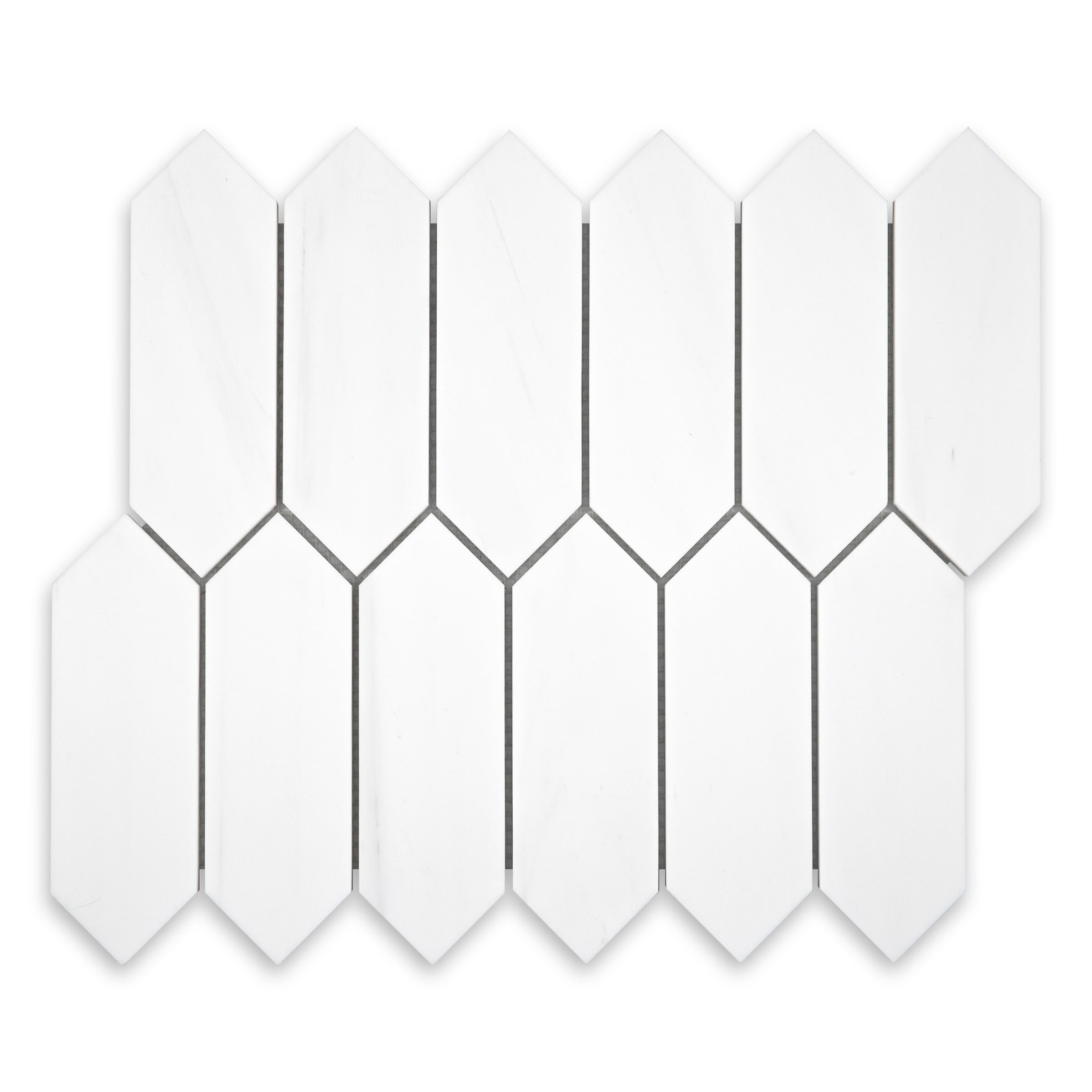 BIANCO DOLOMITE: Picket Mosaic (10"×12"×3/8" | polished)