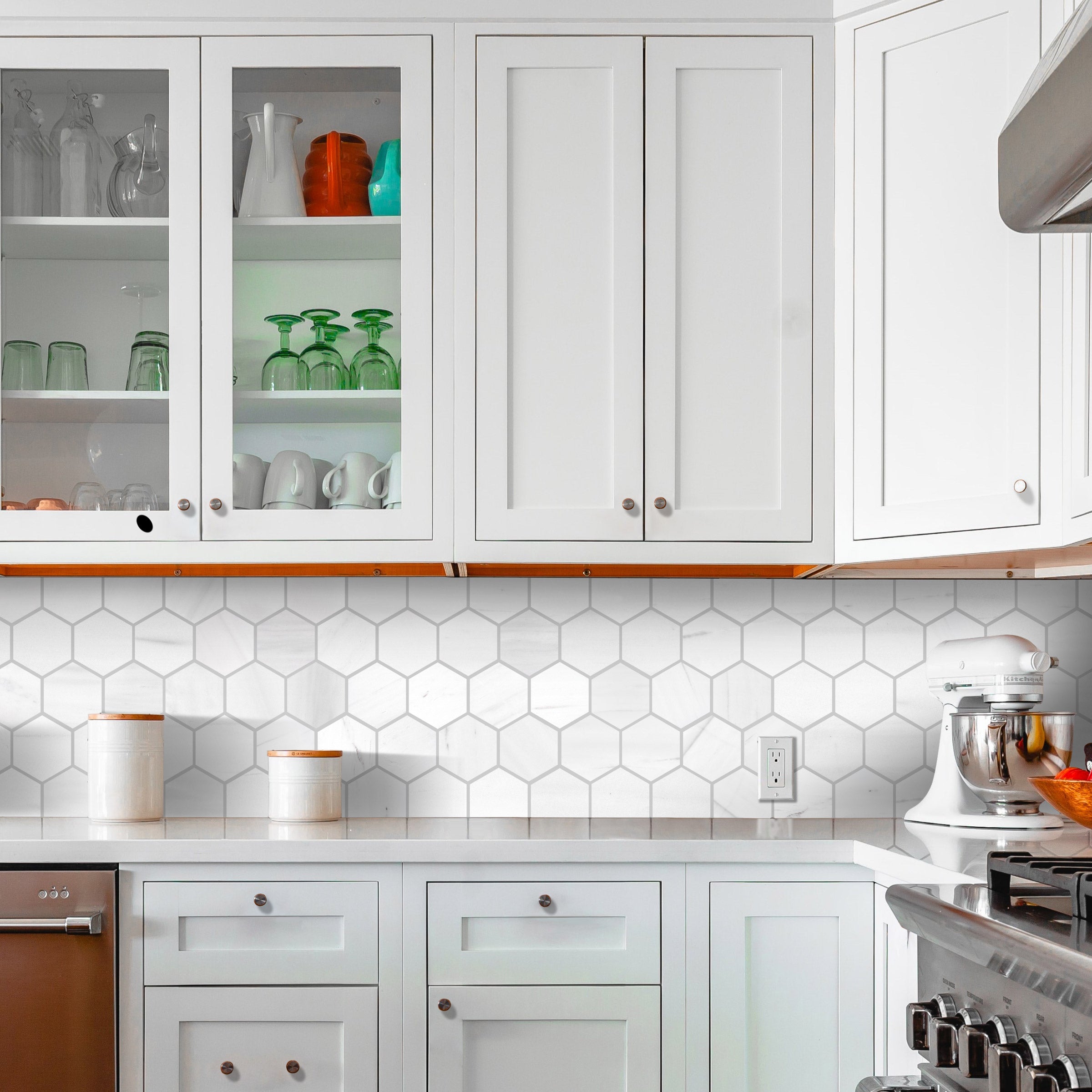 BIANCO DOLOMITE: Hexagonal Mosaic (11 3/4"×12"×3/8" | polished)