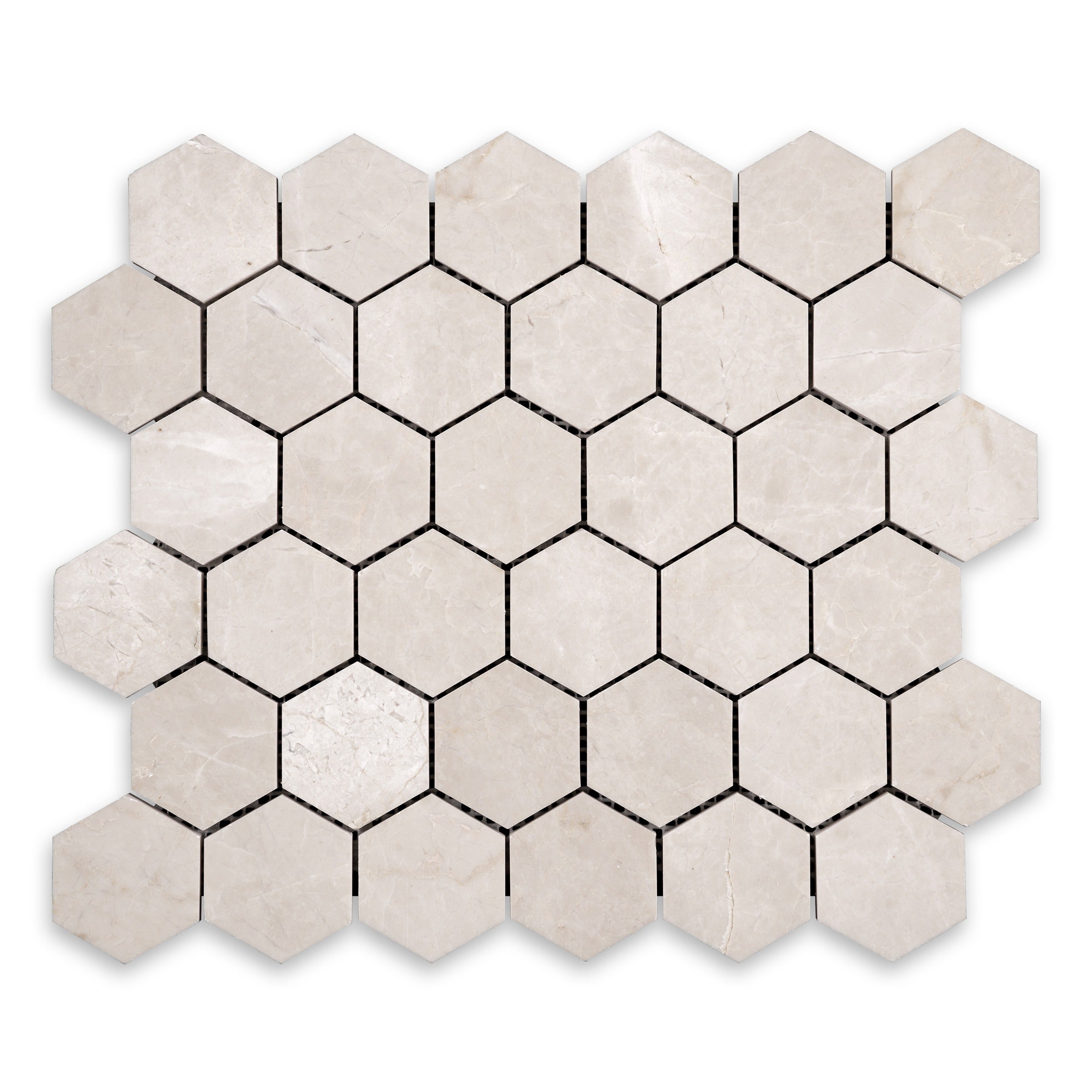 BOTTICINO TURKISH: Hexagonal Mosaic (10 3/8"×11 7/8"×3/8" | polished)