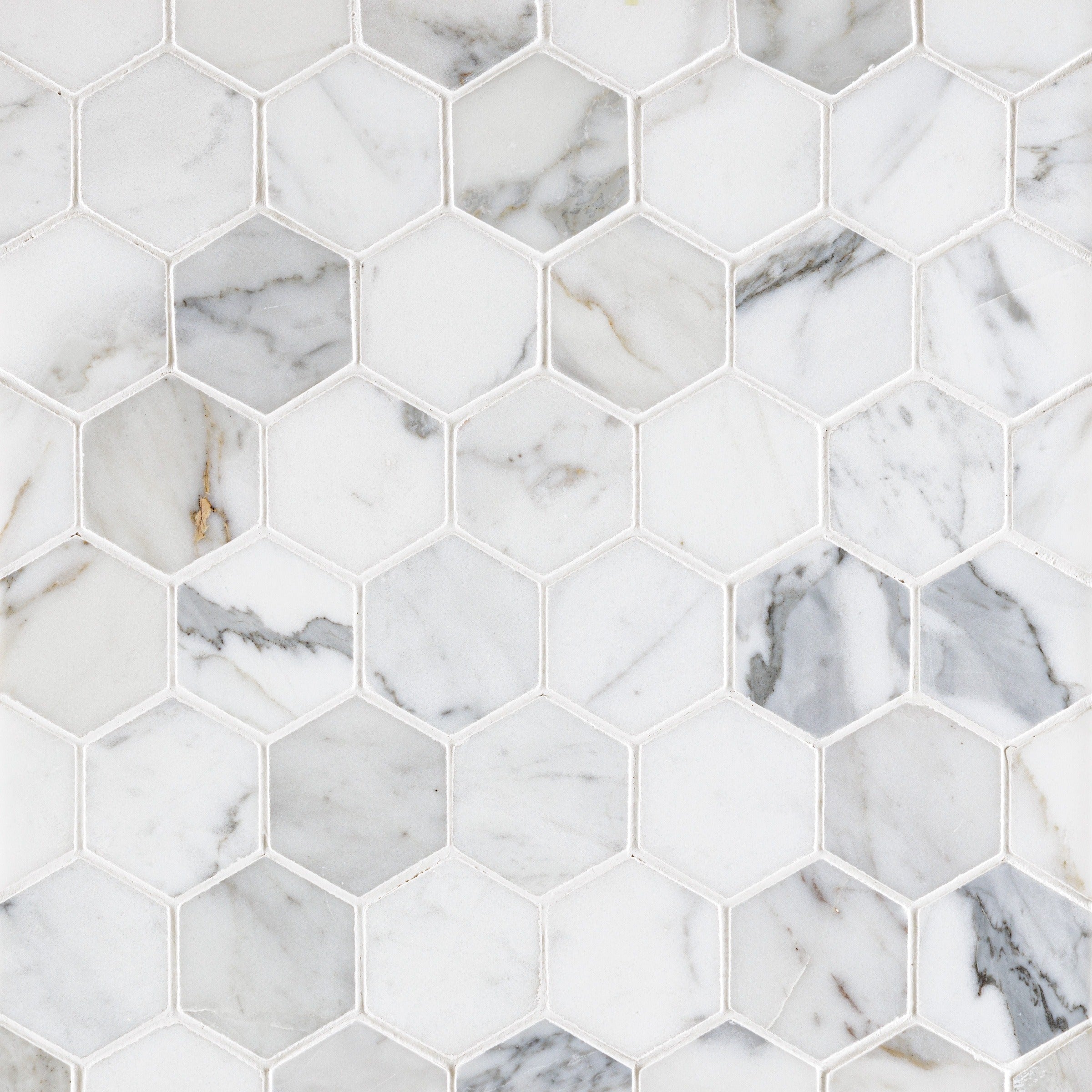 CALACATTA GOLD: Hexagonal Mosaic (11 3/4"×12"×3/8" | honed)