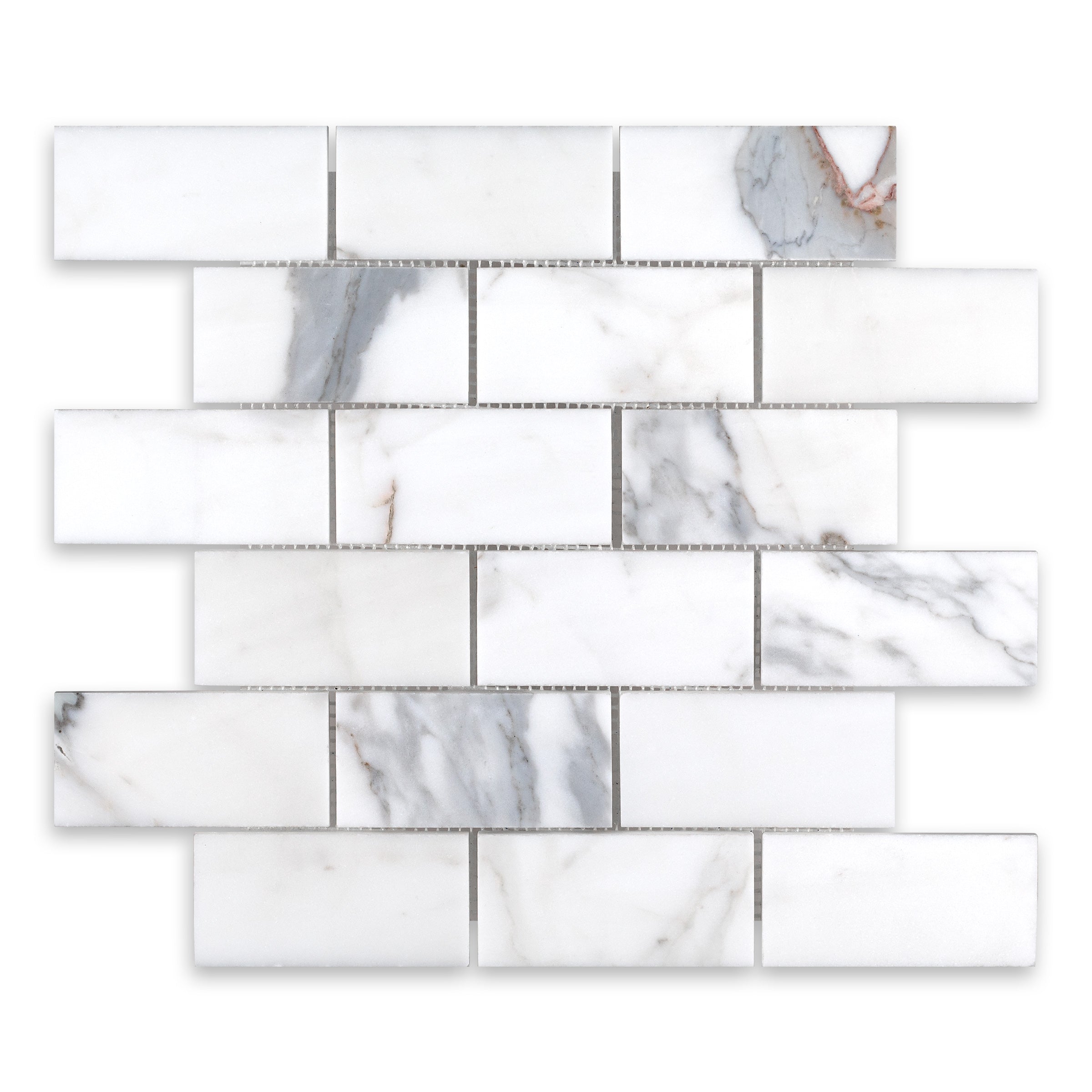 CALACATTA GOLD: 2" x 4" Brick Offset Mosaic (11 3/4"×11 3/4"×3/8" | honed)