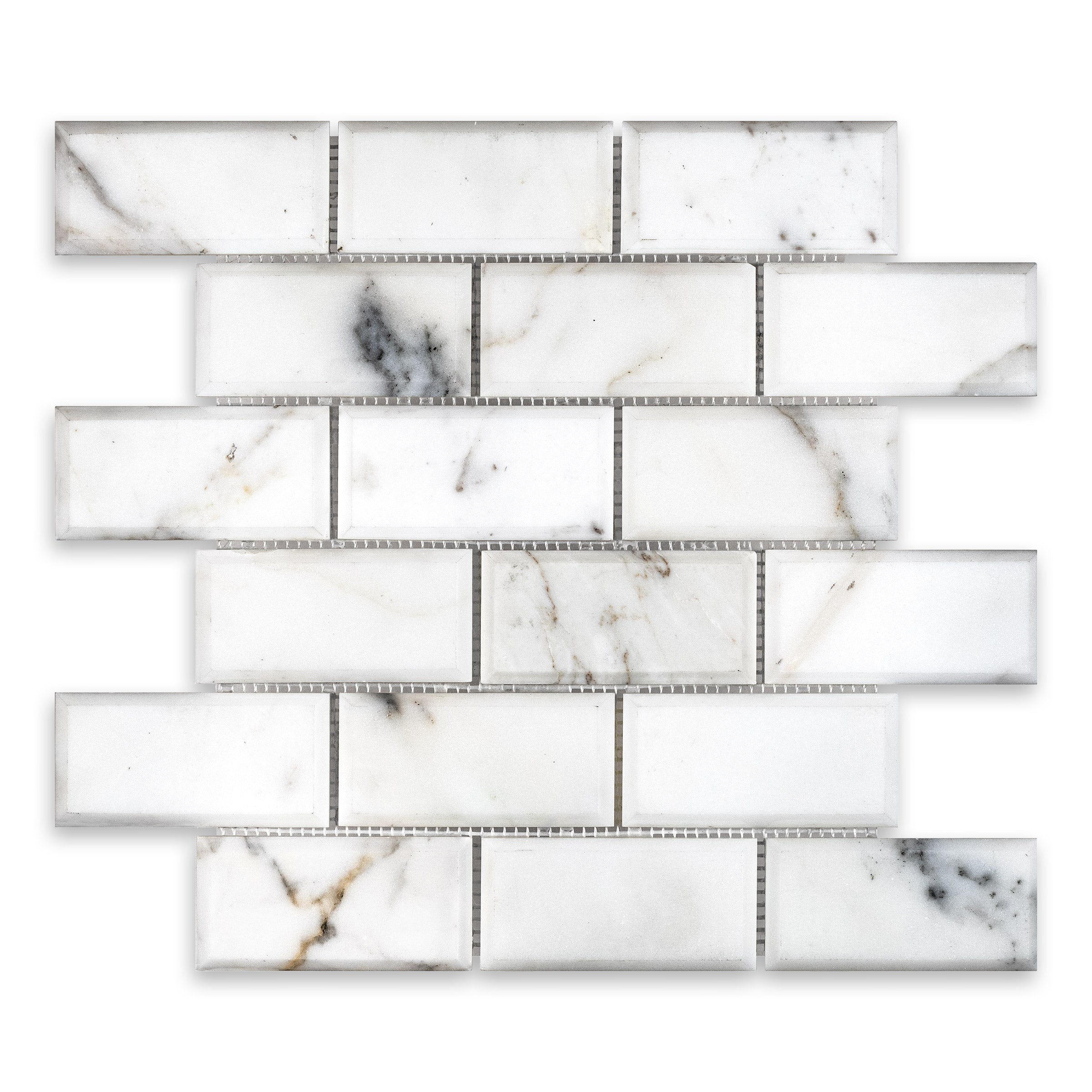 CALACATTA GOLD: Beveled Mosaic (11 3/4"×11 3/4"×3/8" | honed)