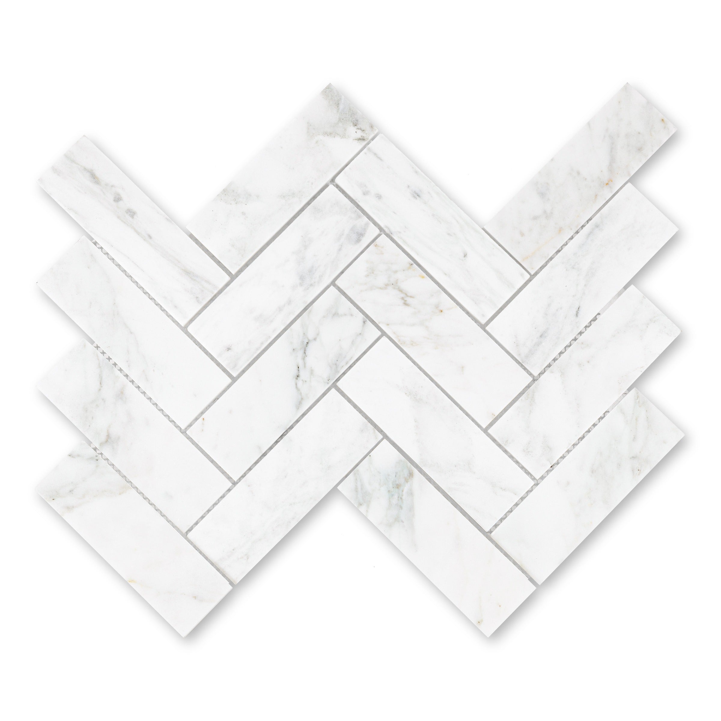 CALACATTA GOLD: 2" x 6" Herringbone Mosaic (11 5/8"×17"×3/8" | honed)