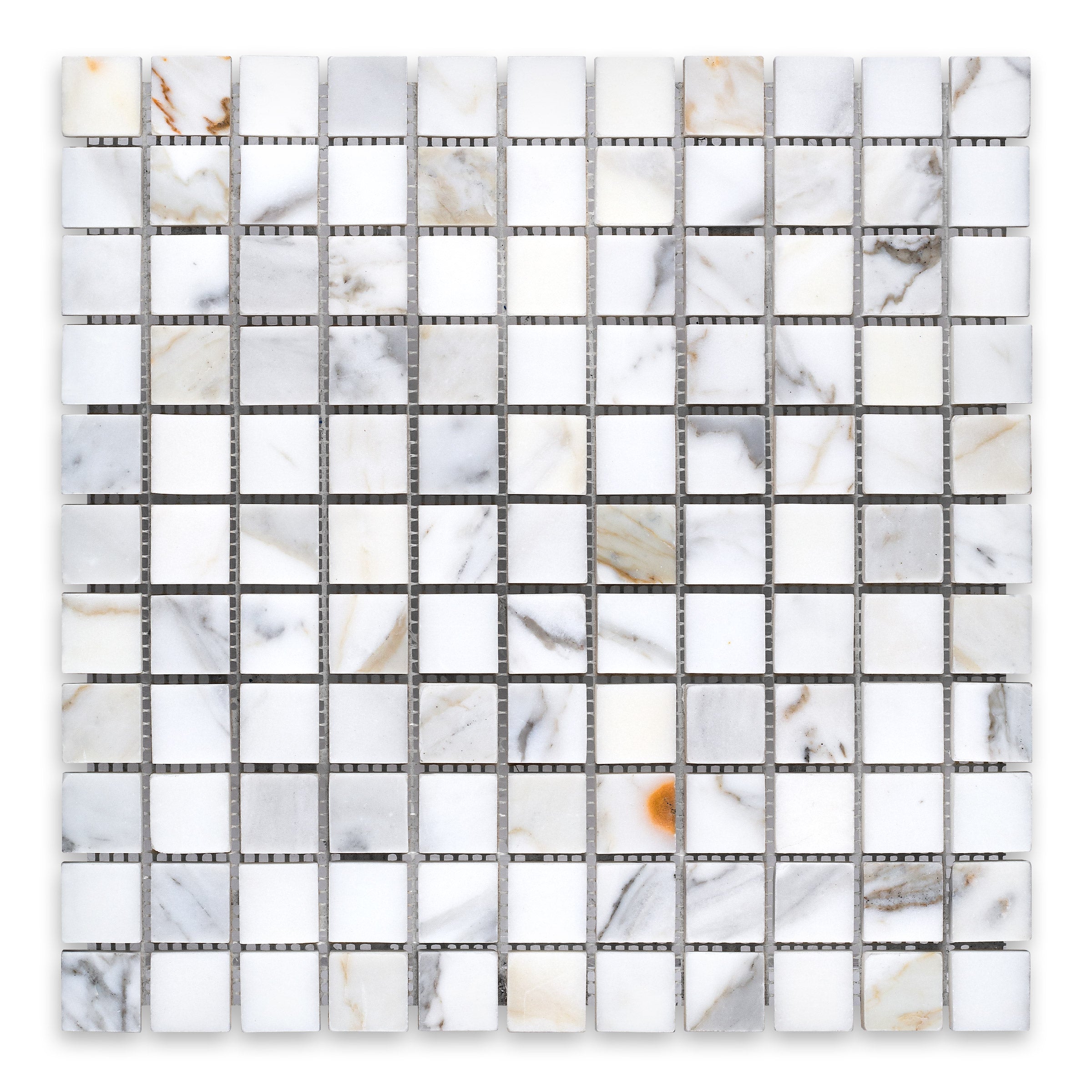 CALACATTA GOLD: 1" Straight Stack Mosaic (12"×12"×3/8" | polished)