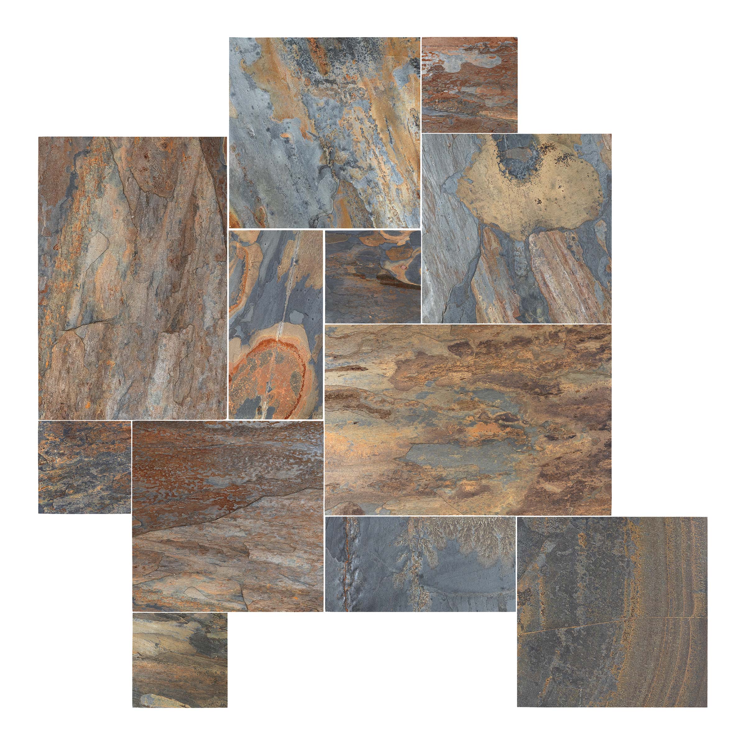 CALIFORNIA GOLD: Versailles Pattern Field Tile (16"×16"×1/2" | natural cleft)