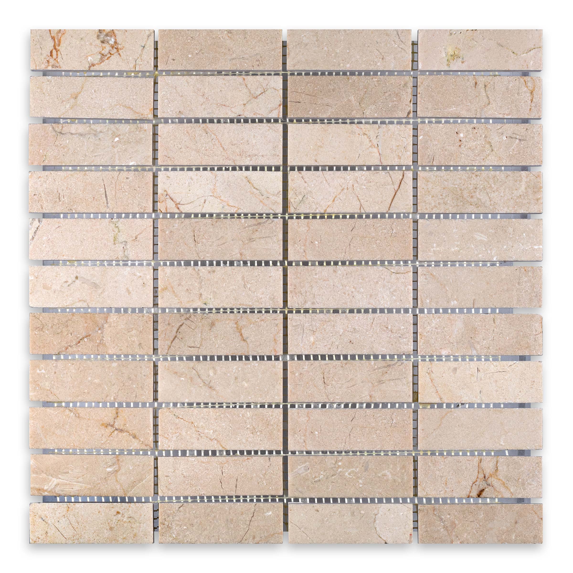 CREMA MARFIL: 2" x 4" Brick Offset Mosaic (11 3/4"×11 3/4"×3/8" | honed)