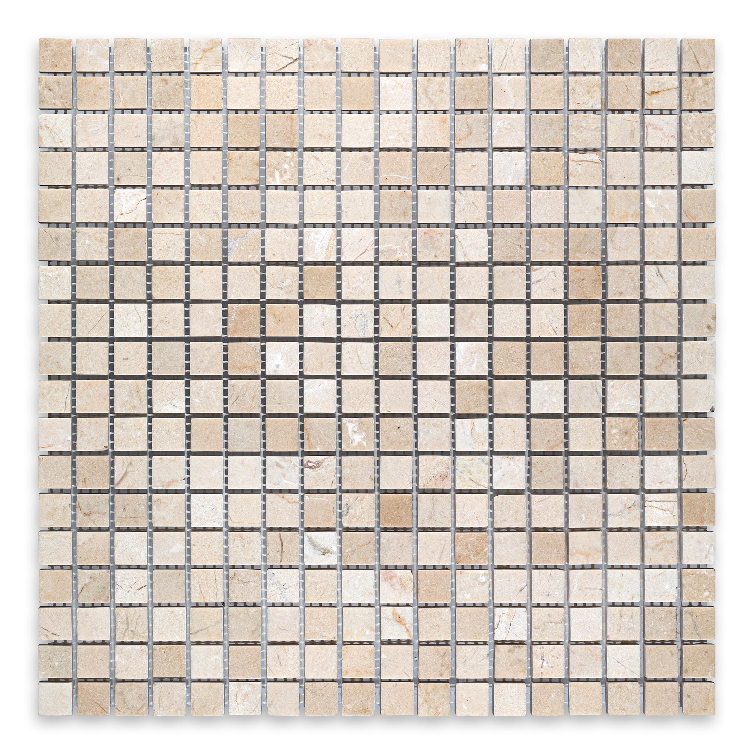 CREMA MARFIL: 5/8" Straight Stack Mosaic (12"×12"×3/8" | polished)