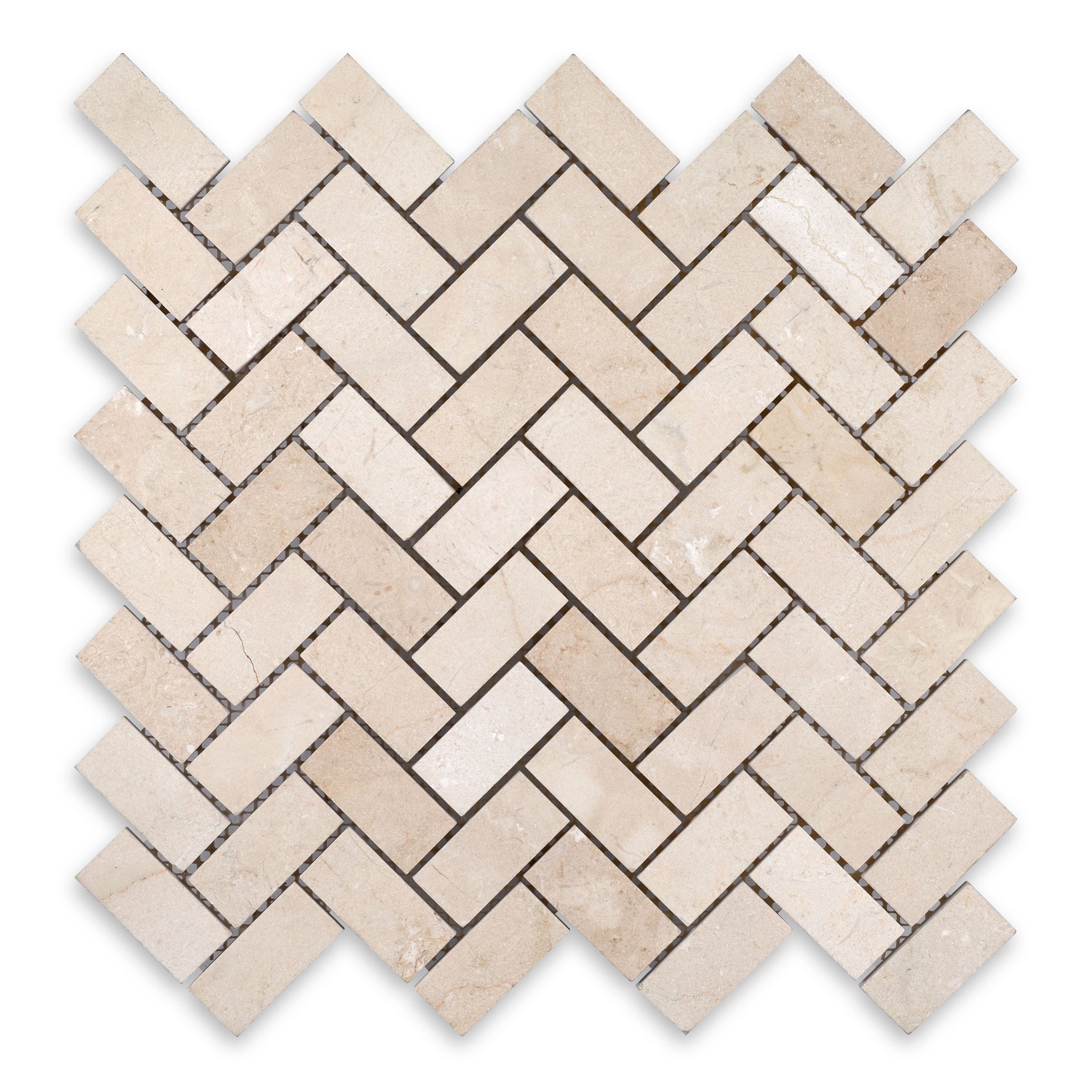 CREMA MARFIL: 1" x 2" Herringbone Mosaic (11 1/8"×11 3/8"×3/8" | honed)