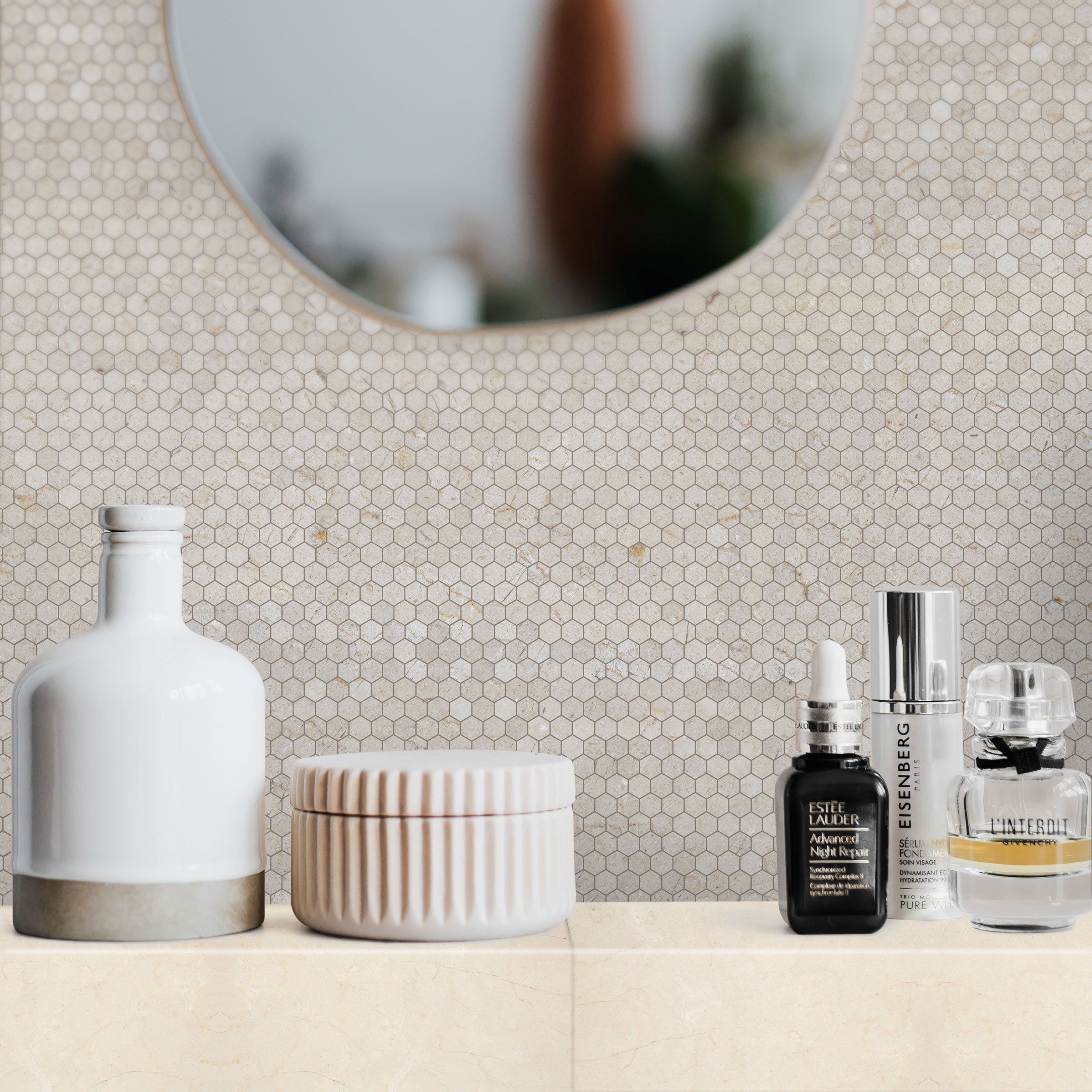CREMA MARFIL SELECT: 2" Straight Stack Mosaic (12"×12"×3/8" | tumbled)