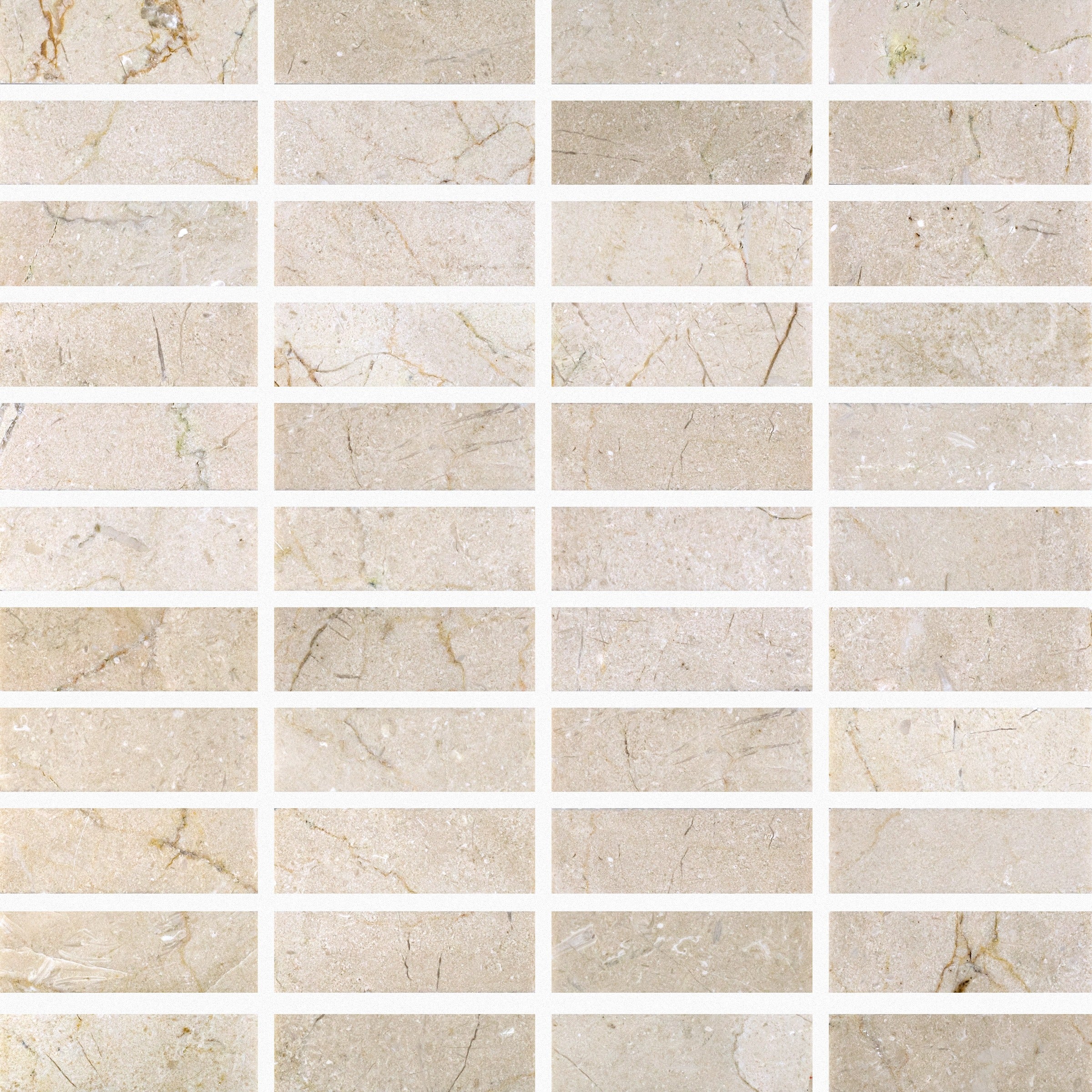 CREMA MARFIL: 2" x 4" Brick Offset Mosaic (11 3/4"×11 3/4"×3/8" | honed)