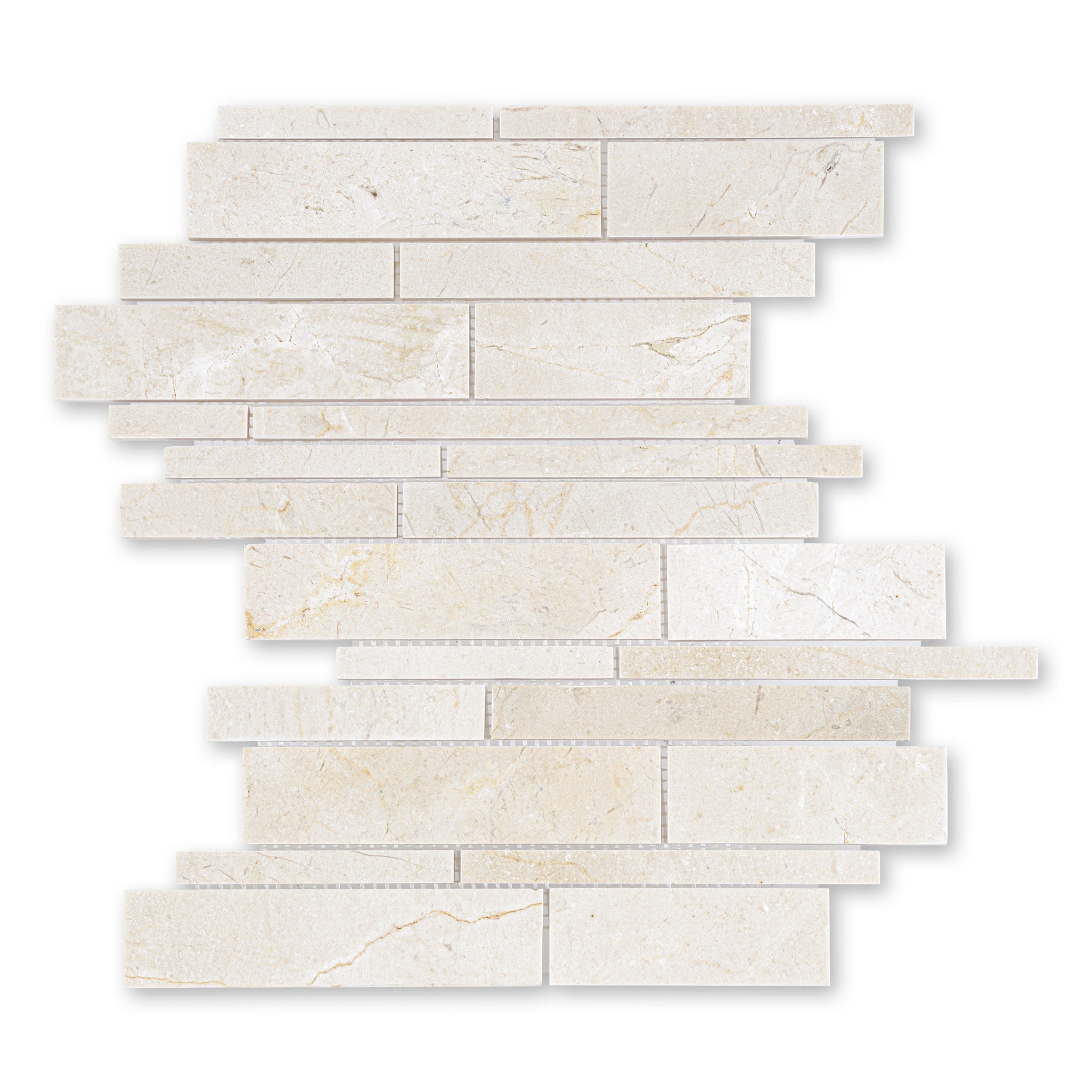 CREMA MARFIL: Random Strip Mosaic (12 5/8"×13 5/8"×3/8" | polished)