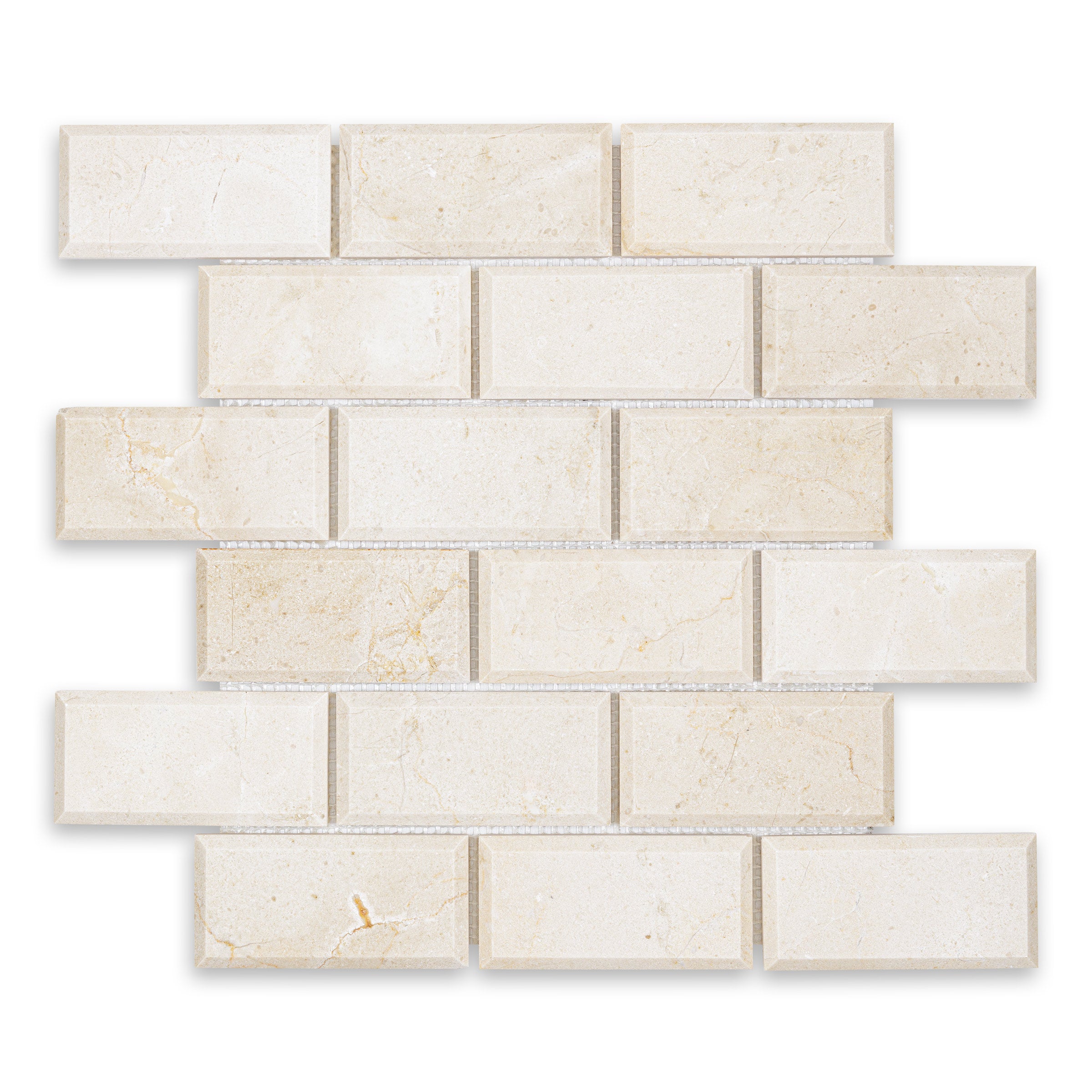 CREMA MARFIL: Beveled Mosaic (11 7/8"×11 7/8"×3/8" | polished)