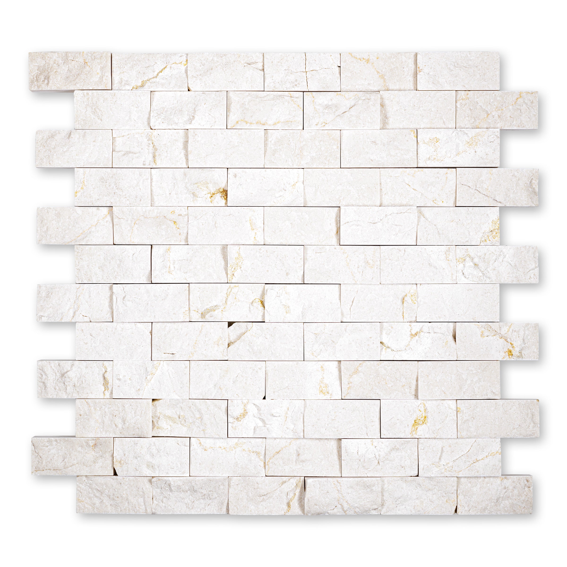 CREMA MARFIL: 1" x 2" Brick Offset Mosaic (12"×12"×3/8" | tumbled) (2)