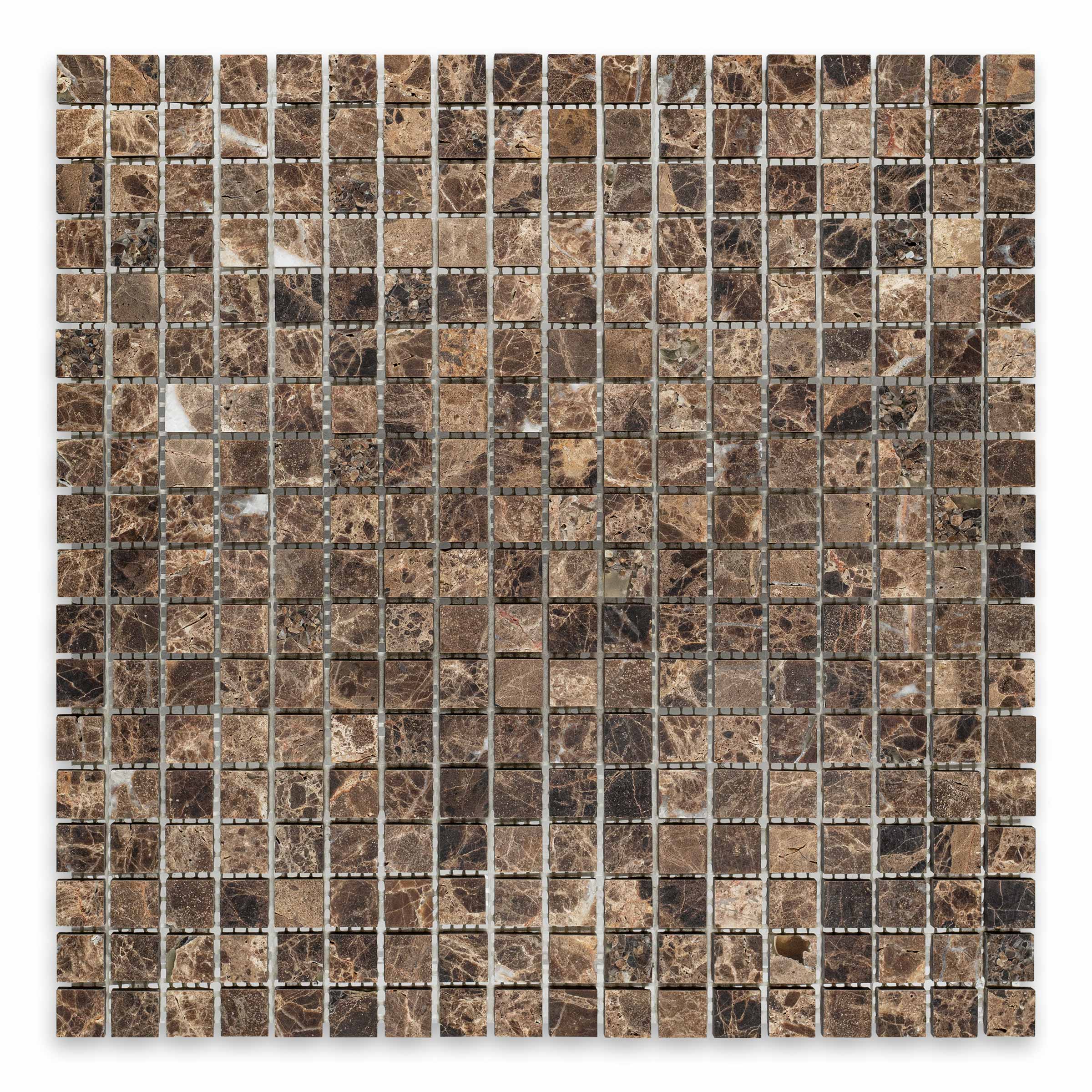 EMPERADOR DARK: 5/8" Straight Stack Mosaic (12"×12"×3/8" | polished)