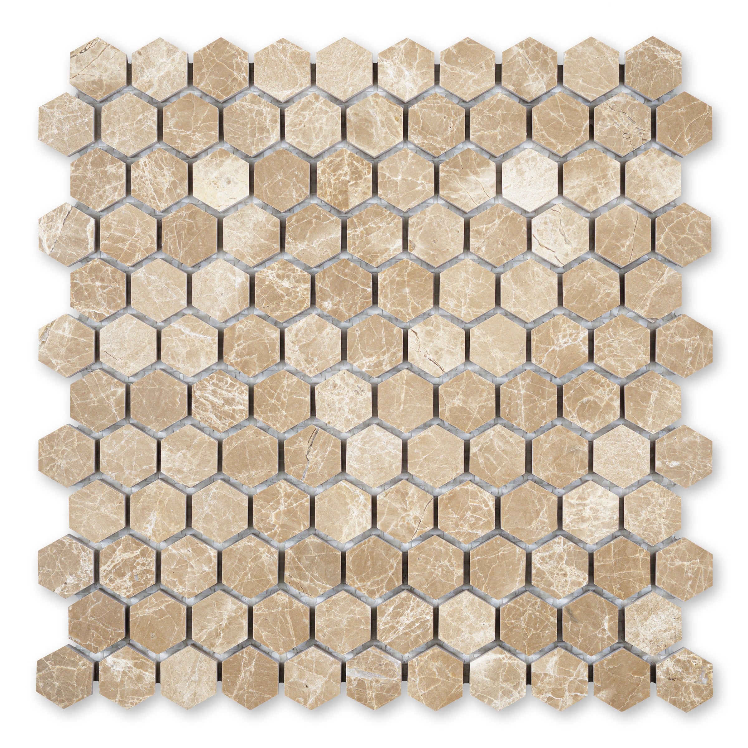 EMPERADOR LIGHT: Hexagonal Mosaic (11 1/4"×11 1/2"×3/8" | polished)