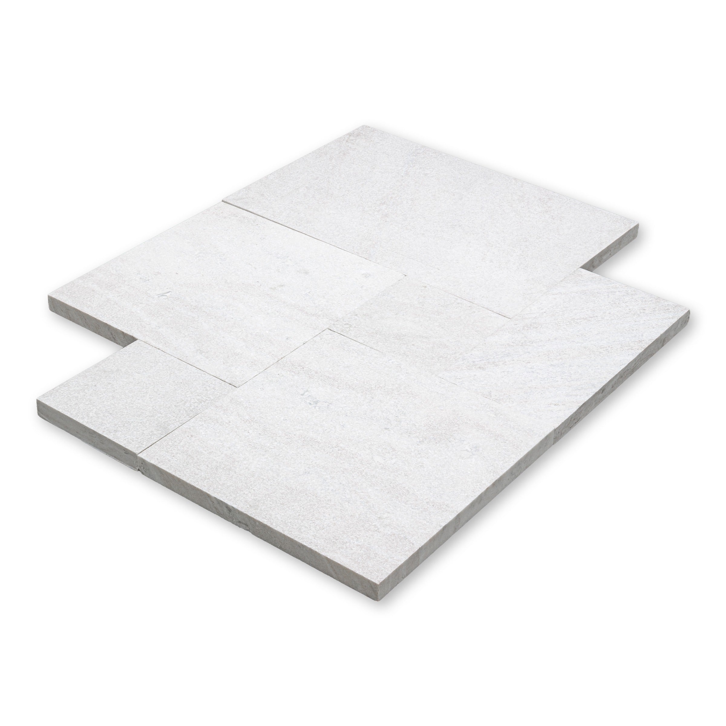 WHITE QUARTZITE: Versailles Pattern Pavers (16"Γ16"Γ1 3/16" | flamed & brushed)