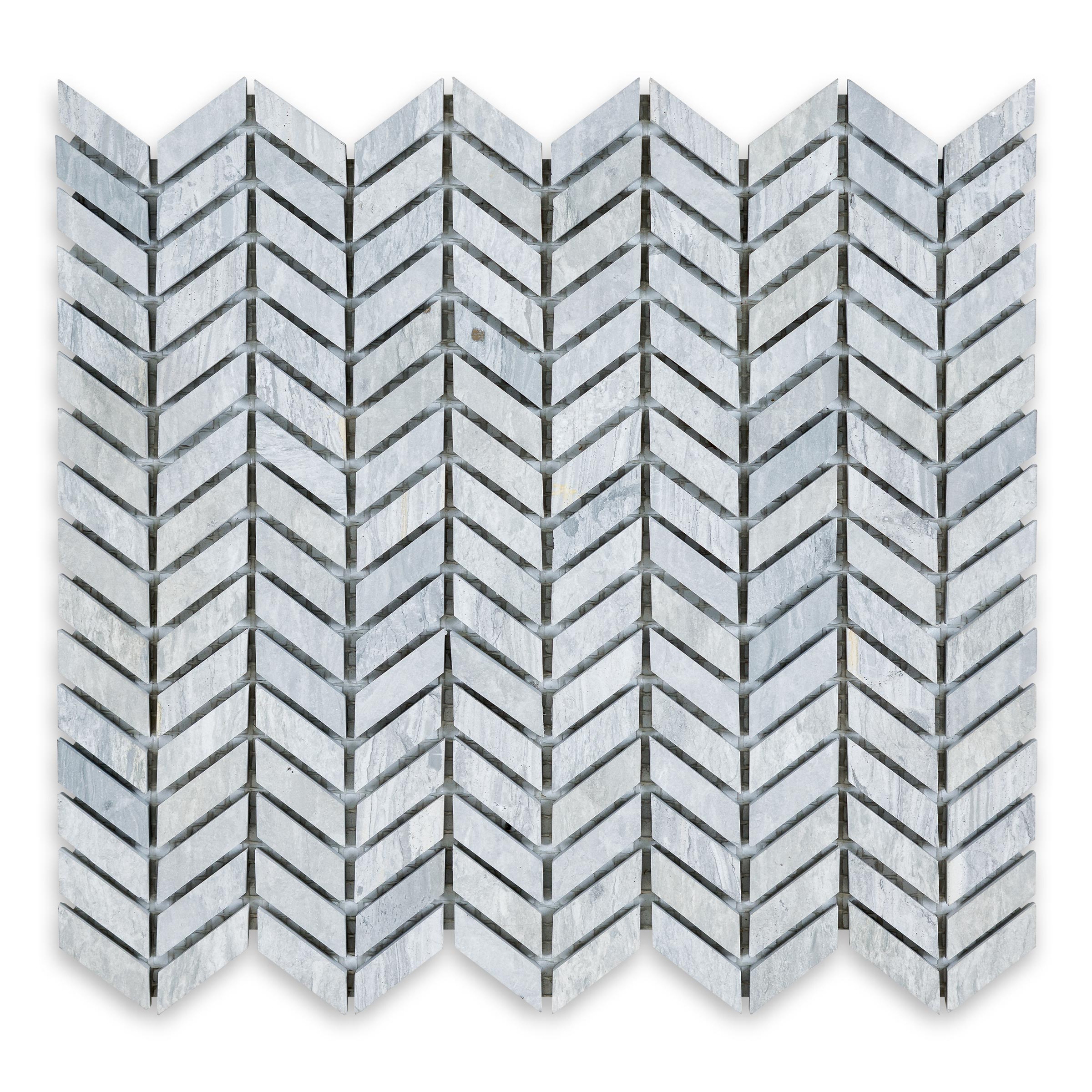 HAISA BLUE: Chevron Mosaic (9 5/8"×10 3/4"×3/8" | honed)