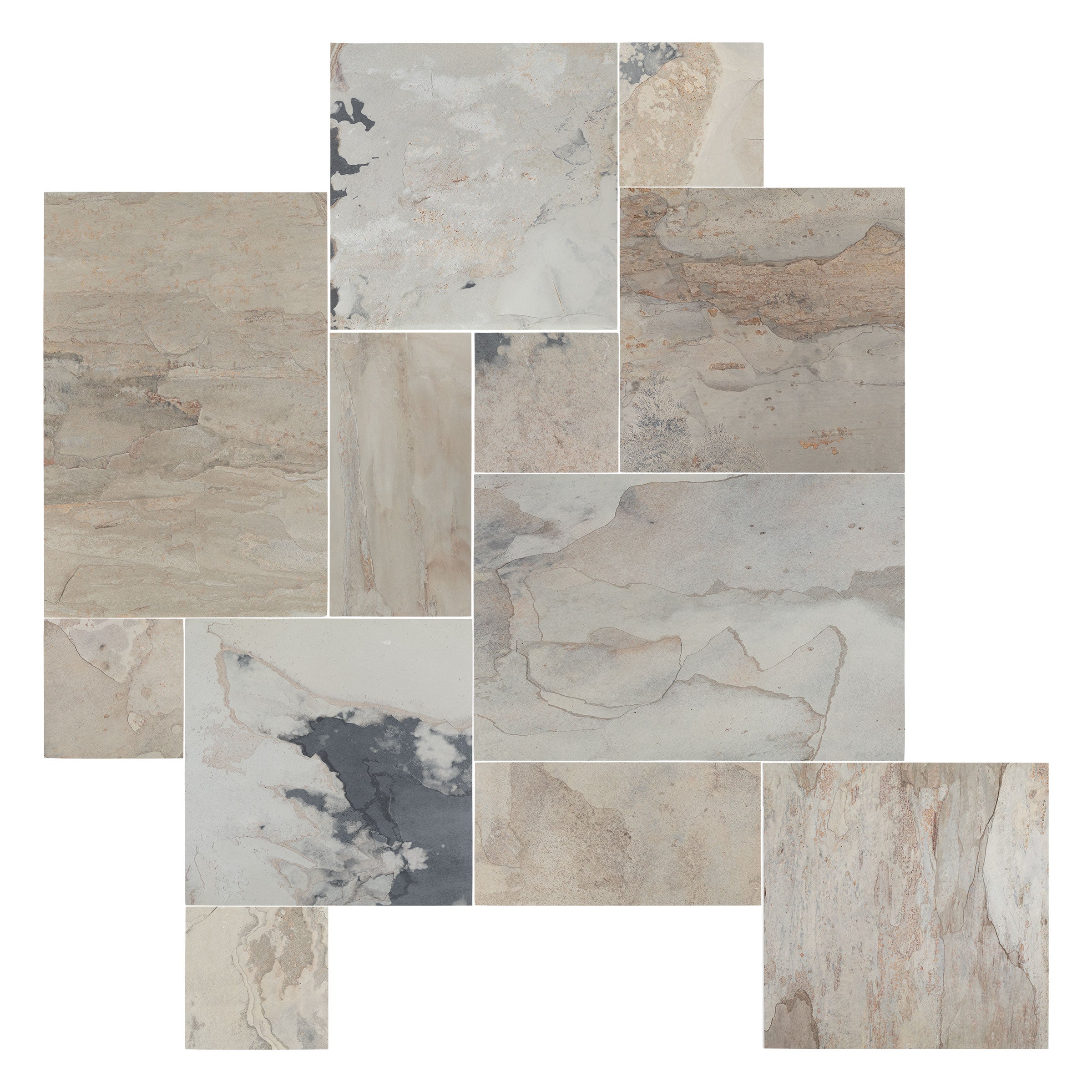INDIAN AUTUMN: Versailles Pattern Field Tile (16"×16"×1/2" | natural cleft)